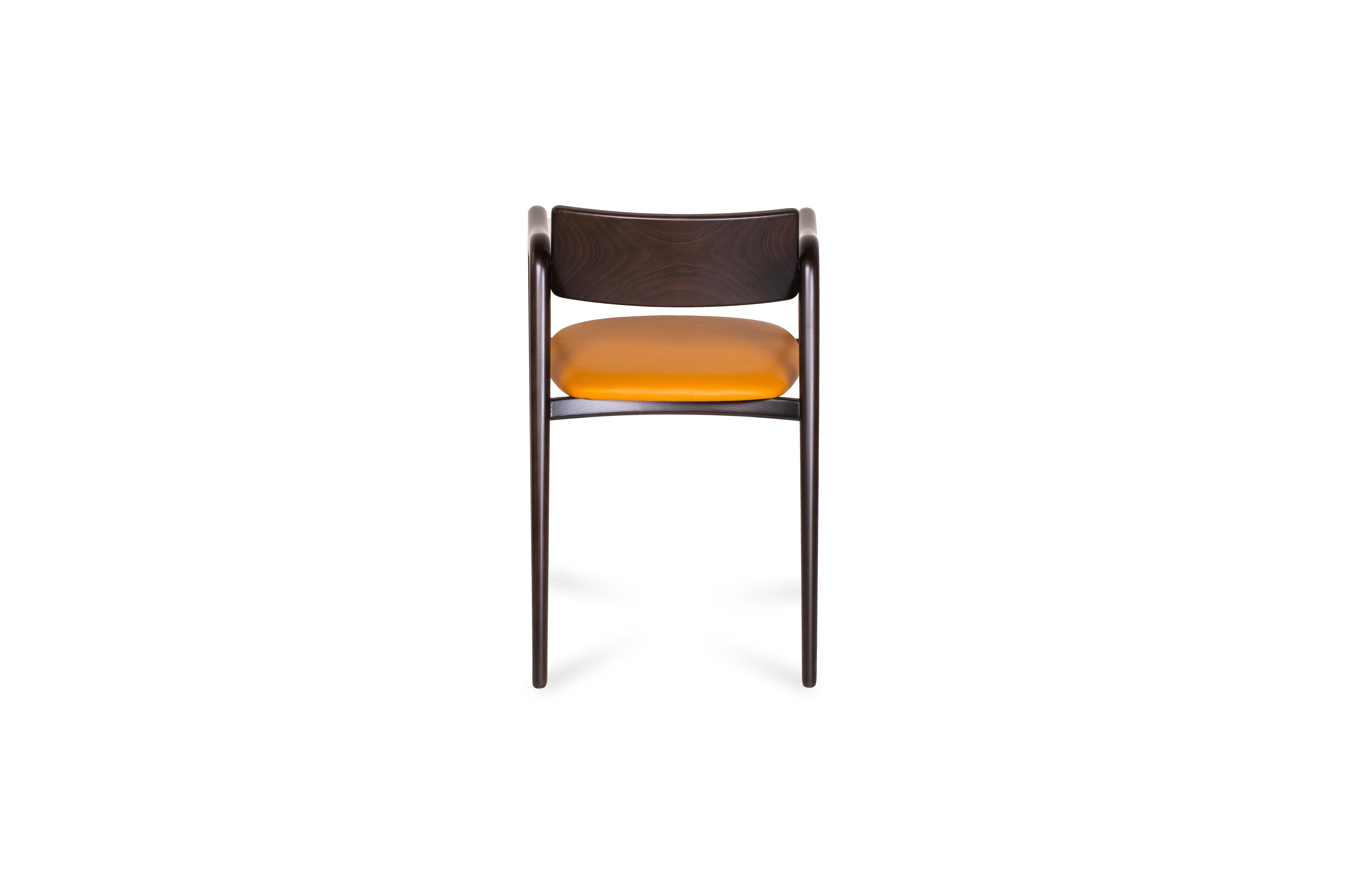 Contemporary Modern Anjos Dining Chairs, Camel Leather, Handmade in Portugal by Greenapple For Sale