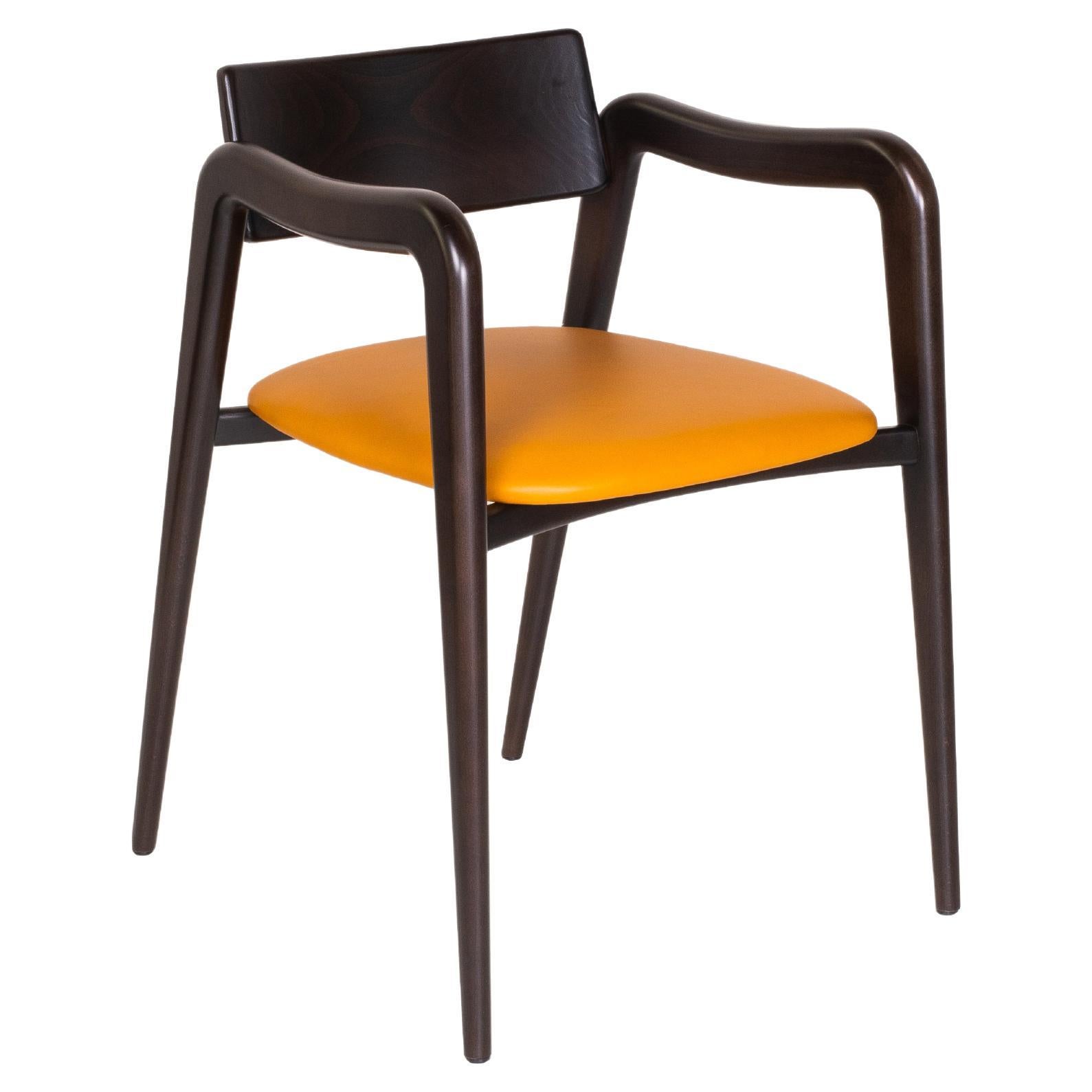 Modern Anjos Dining Chairs, Camel Leather, Handmade in Portugal by Greenapple For Sale at 1stDibs