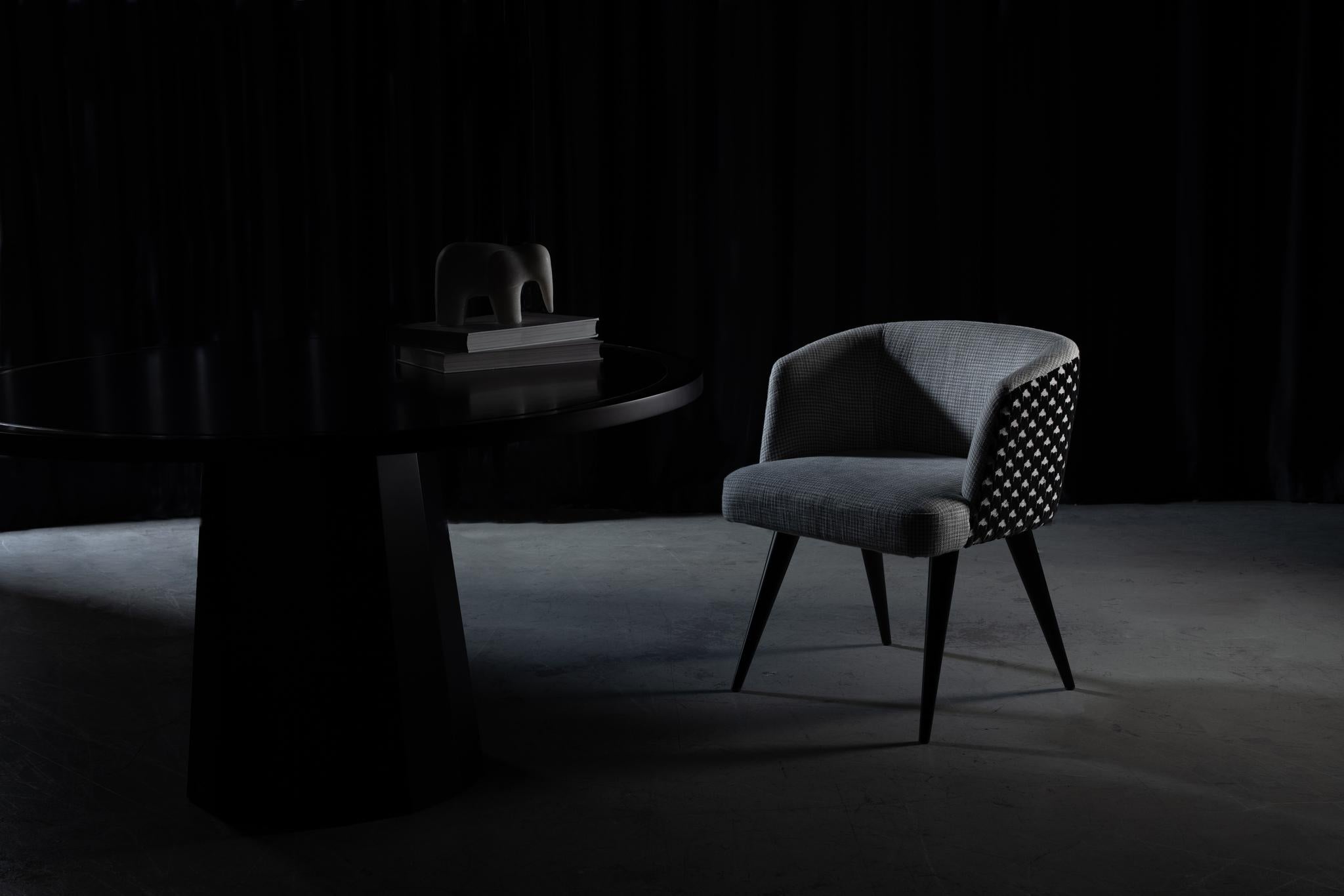 Moderne Chaises de salle à manger Eleanor, velours jacquard, fabriquées à la main au Portugal par Greenapple en vente
