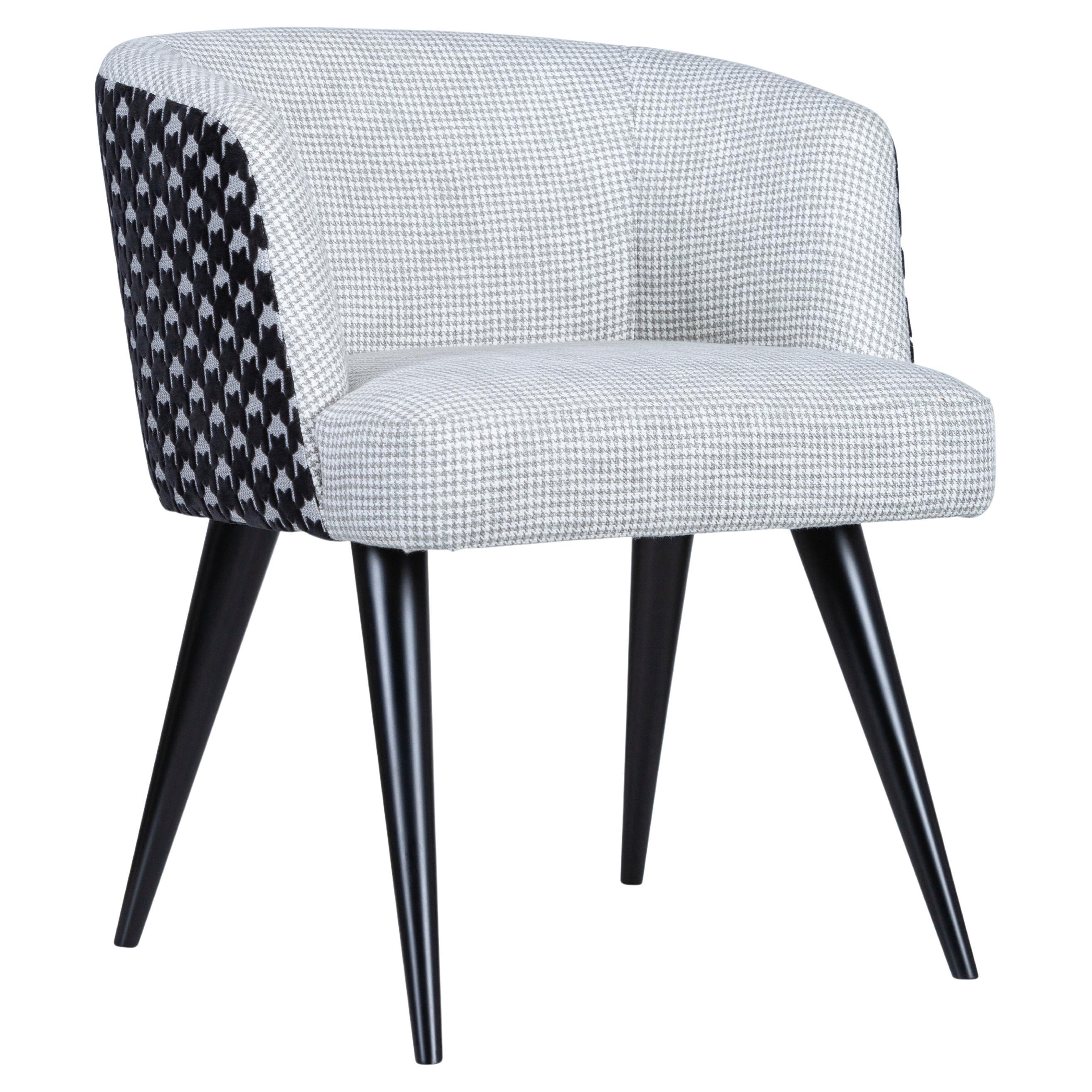 Mid-Century Modern Eleanor Dining Chairs, Jacquard Velvet, Handmade Greenapple