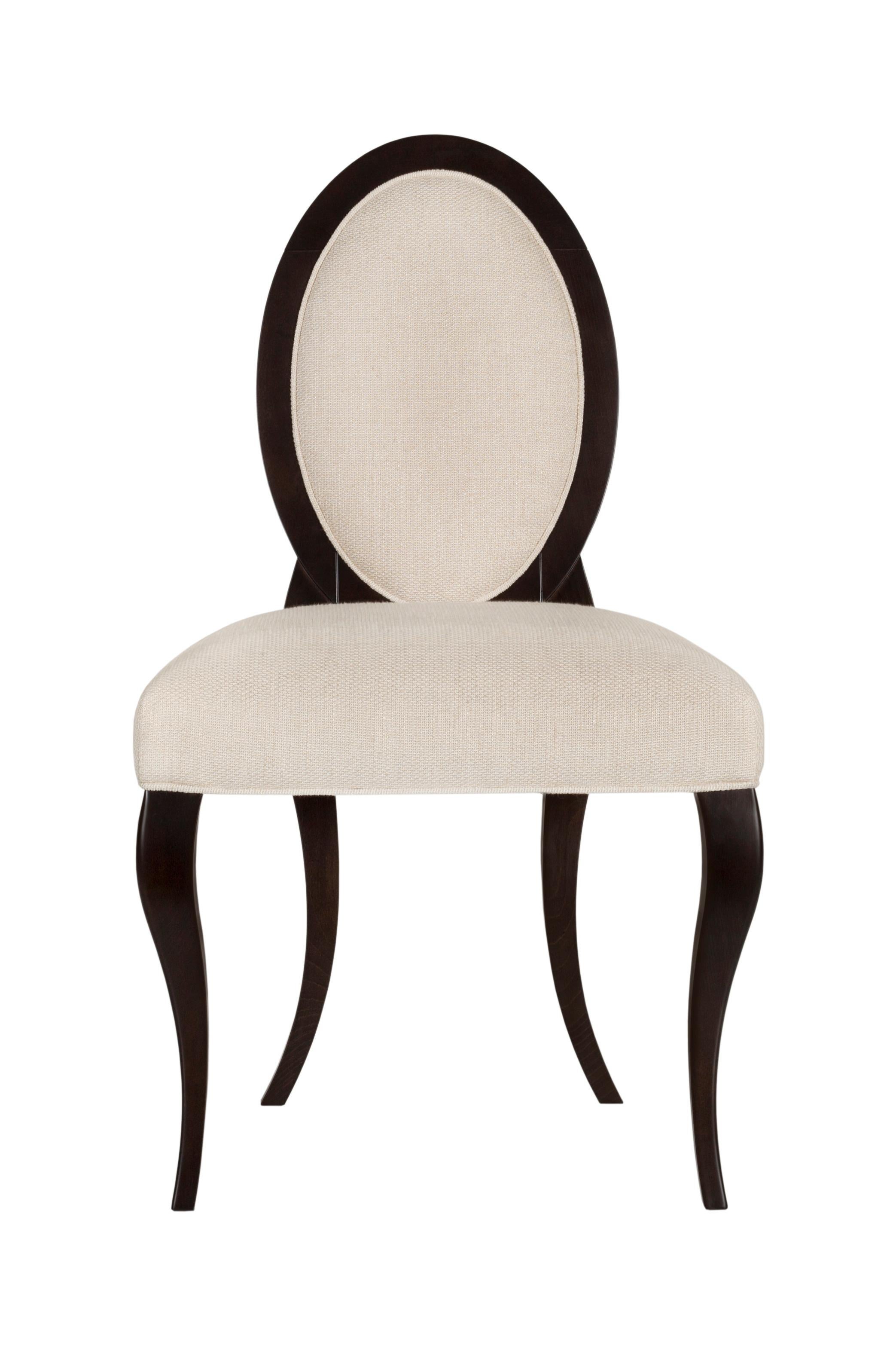 Dining Chairs Ellipse Upholstered Beige Handmade Portugal by Greenapple For Sale 6