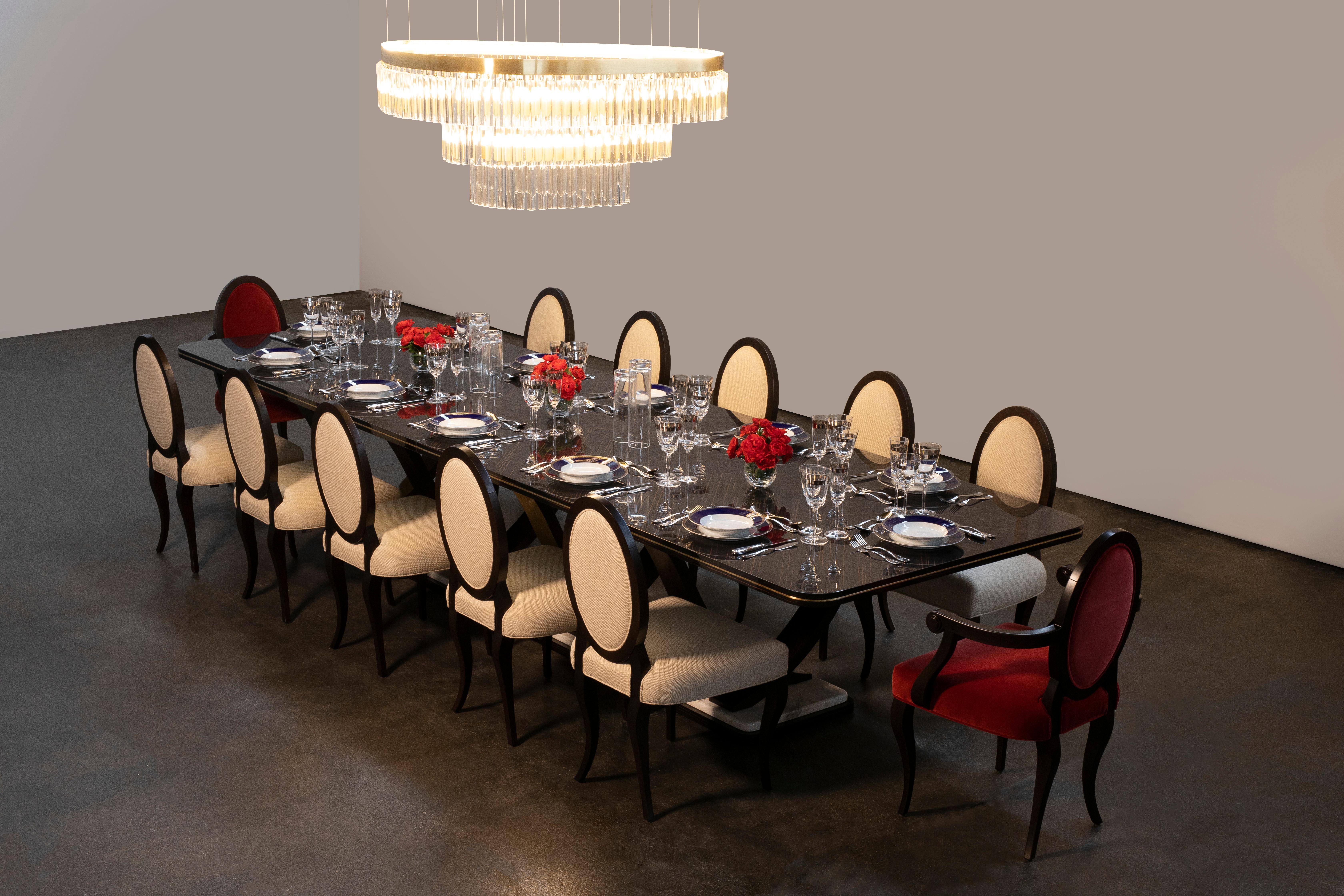 Contemporary Dining Chairs Ellipse Upholstered Red Velvet Handmade Portugal Greenapple For Sale