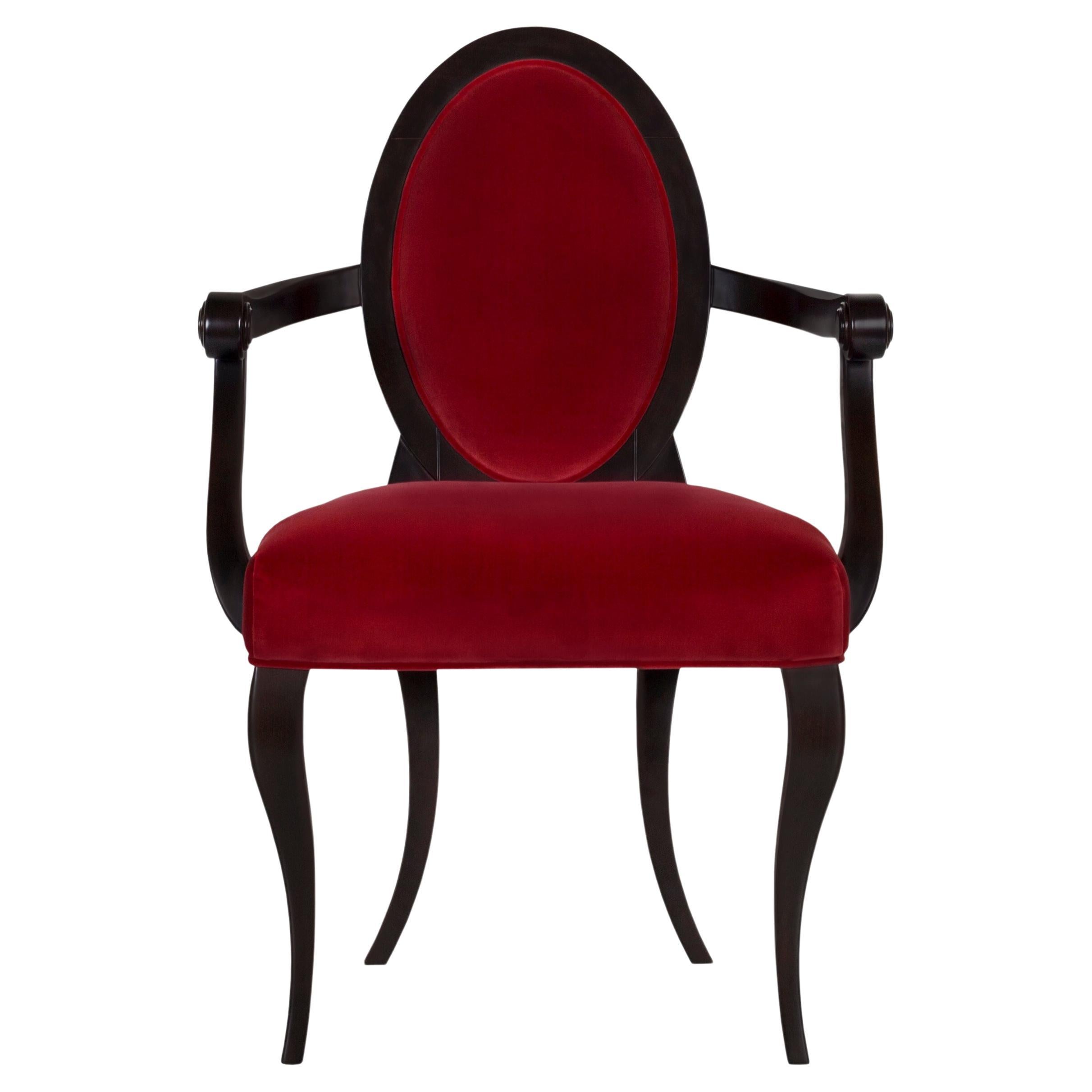 Dining Chairs Ellipse Upholstered Red Velvet Handmade Portugal Greenapple For Sale