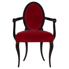 Greenapple Chair, Ellipse Chair, Red Cotton Velvet, Handmade in Portugal
