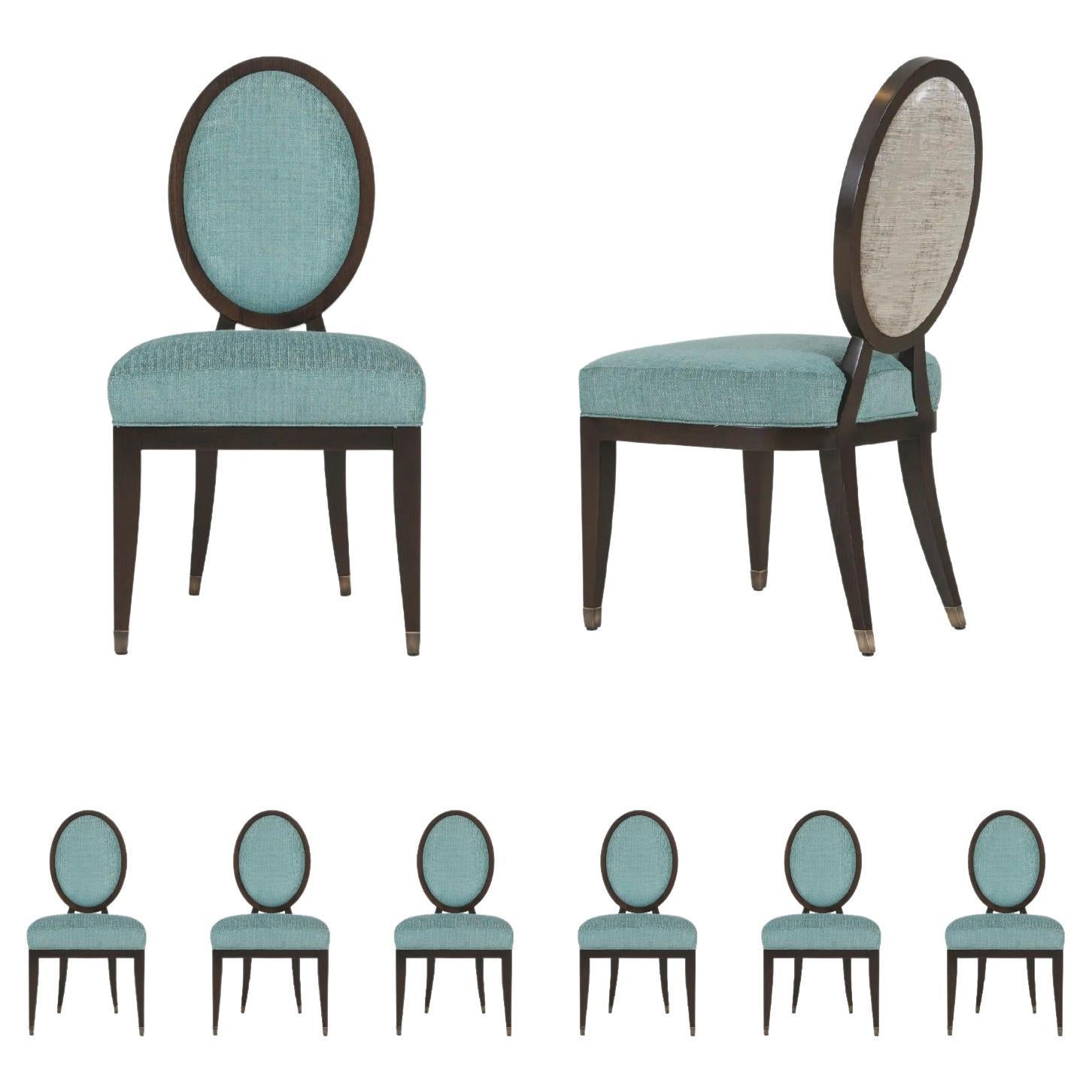 Greenapple Chair, Ellipse Chair, Set 6 Chairs, Blue-Grey, Handmade in Portugal For Sale