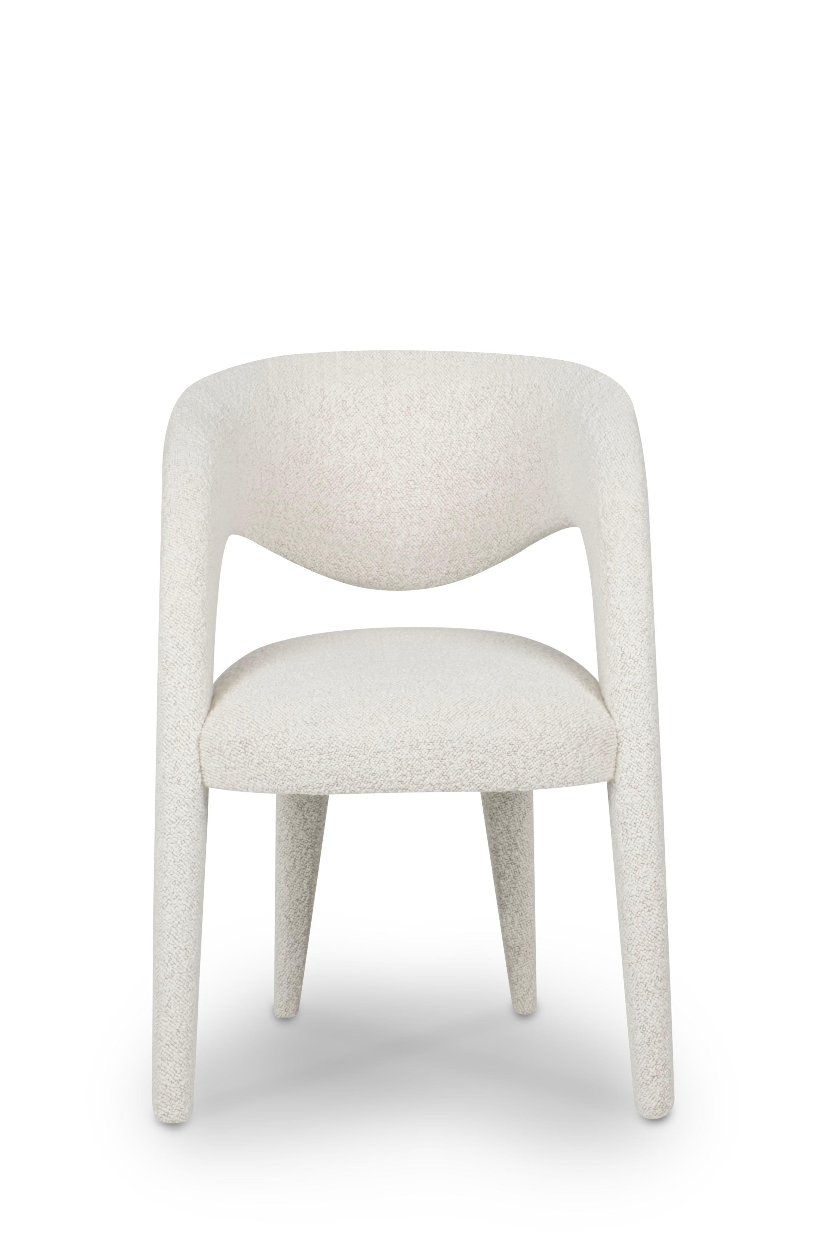 Modern Laurence Dining Chairs, DEDAR Bouclé, Handmade in Portugal by Greenapple For Sale 9