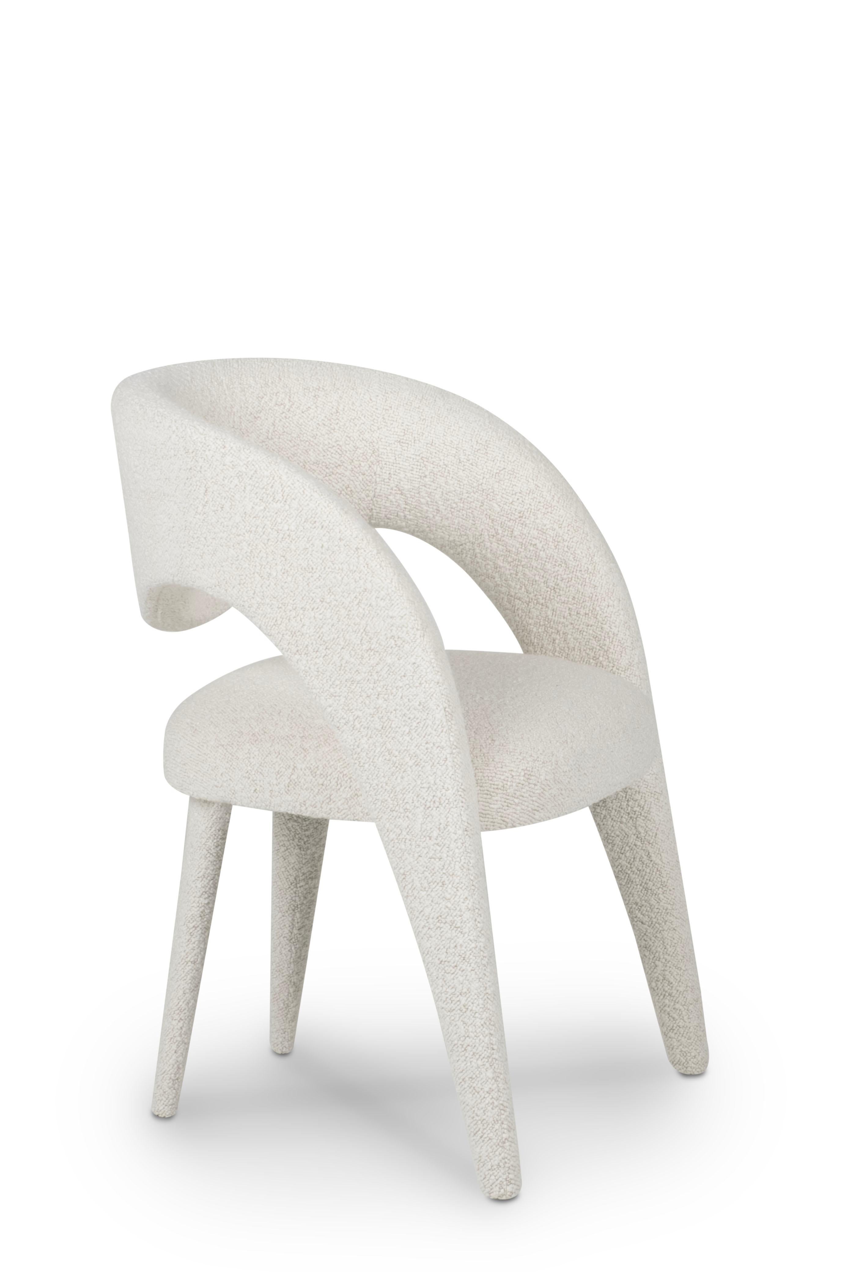 Contemporary Modern Laurence Dining Chairs, DEDAR Bouclé, Handmade in Portugal by Greenapple For Sale