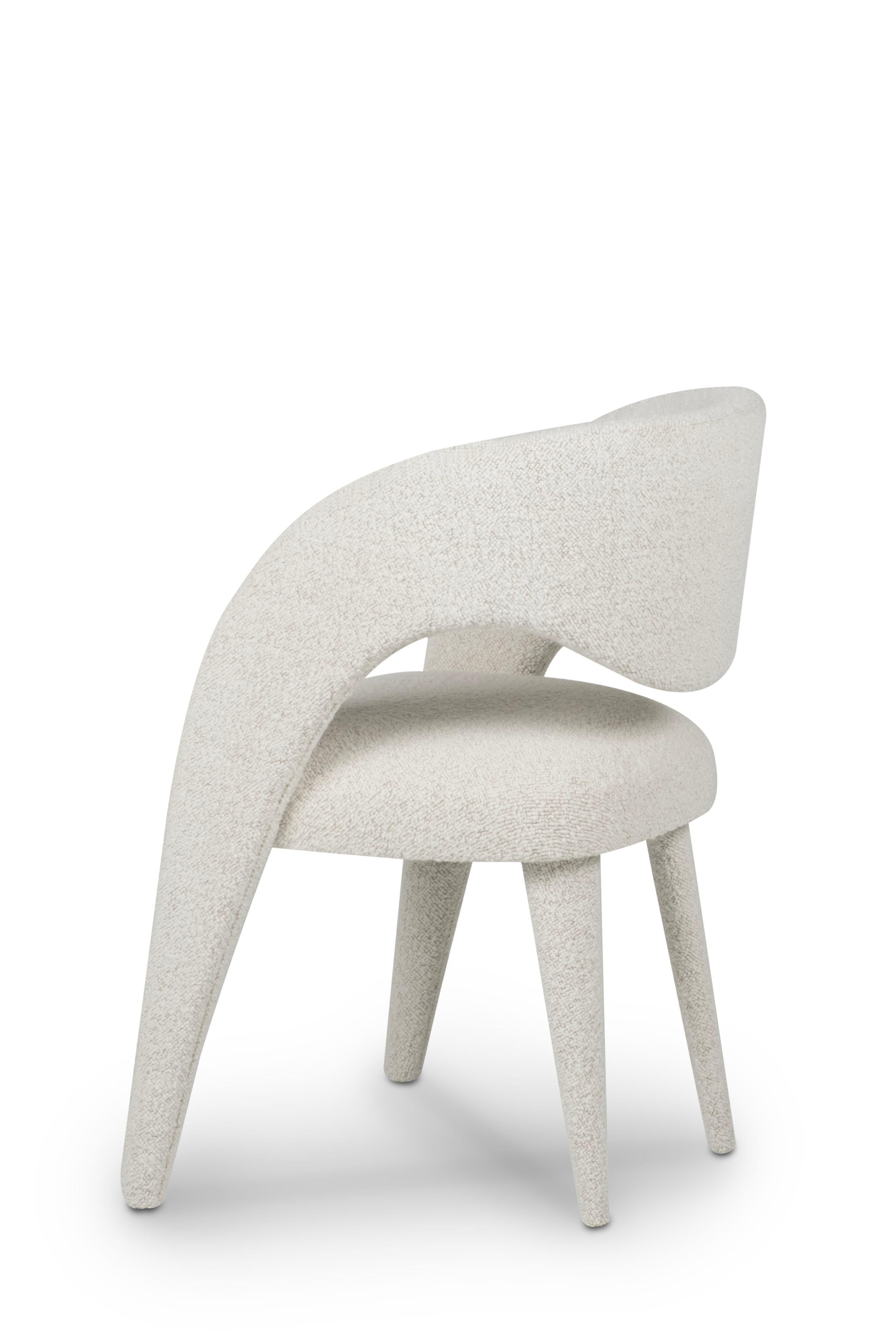 Hand-Crafted Modern Laurence Dining Chairs, DEDAR Bouclé, Handmade in Portugal by Greenapple For Sale