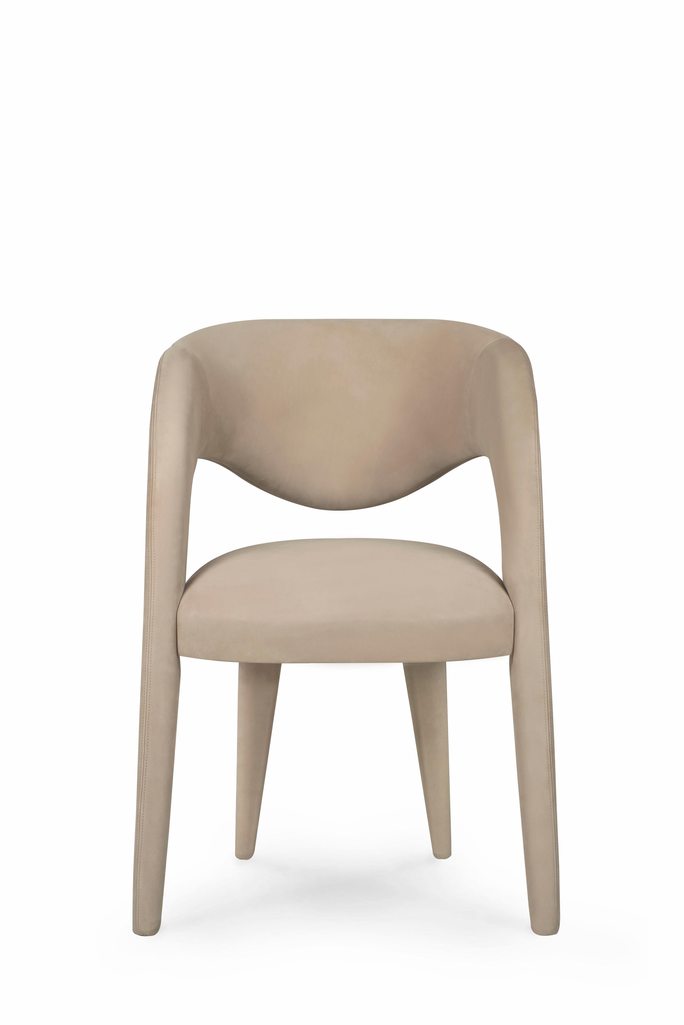 Modern Laurence Dining Chairs, Nubuck Leather, Handmade Portugal by Greenapple For Sale 1