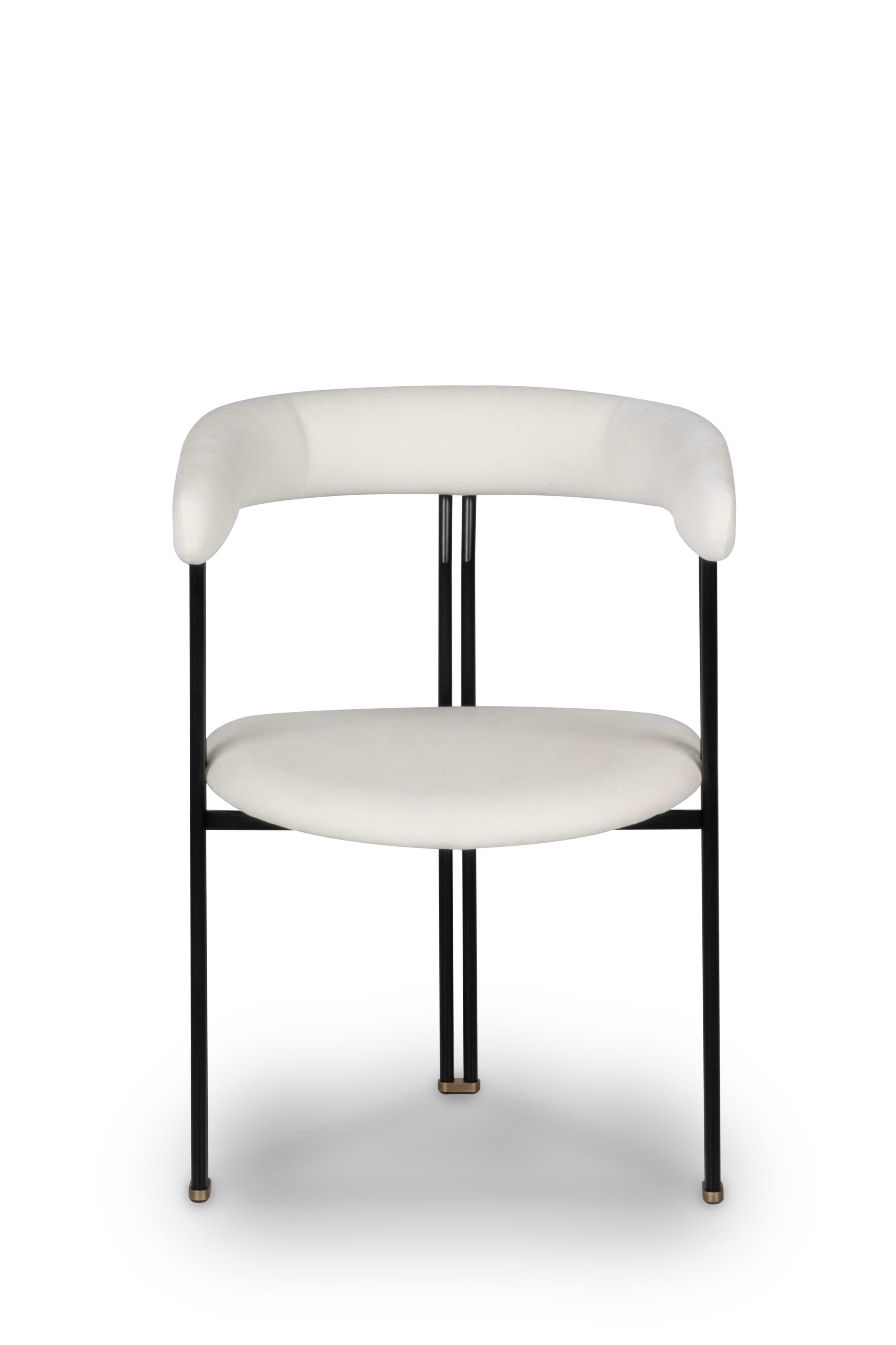 Contemporary Modern Maia Dining Chairs, White HOLLY HUNT, Handmade in Portugal by Greenapple For Sale