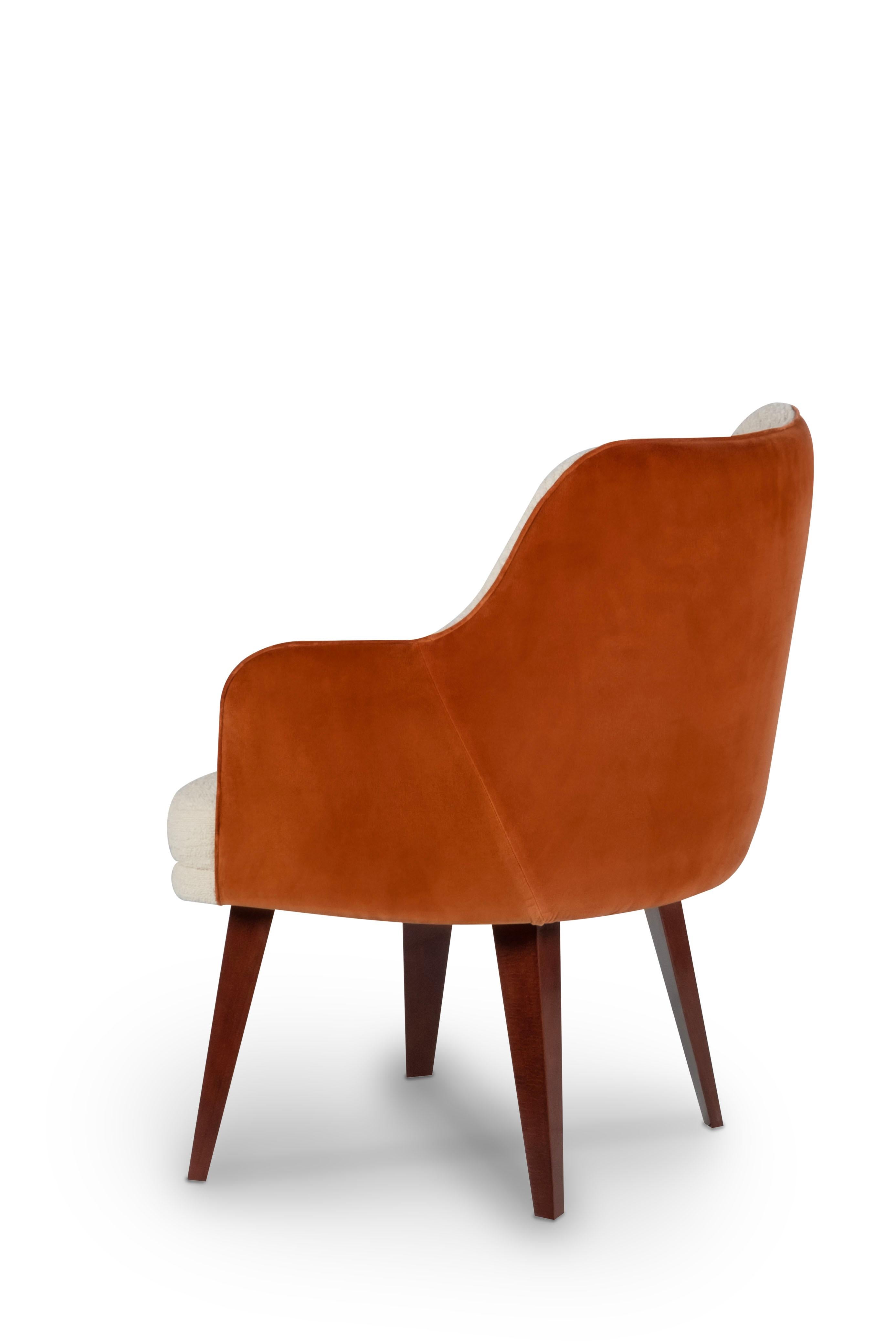 Portuguese Modern Margot Dining Chairs, Wool Bouclé Velvet, Handmade Portugal by Greenapple For Sale