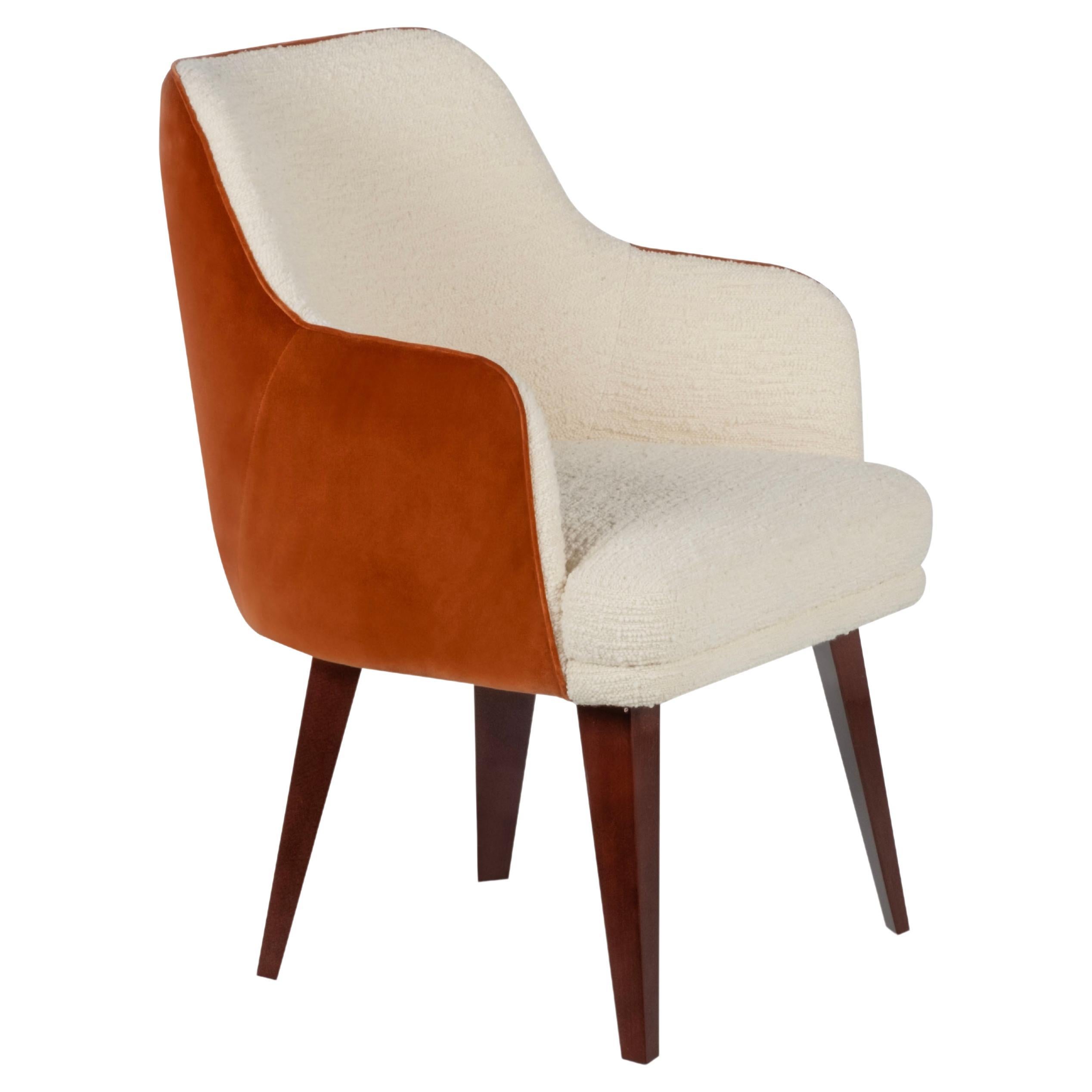 Modern Margot Dining Chairs, Wool Bouclé Velvet, Handmade Portugal by Greenapple For Sale