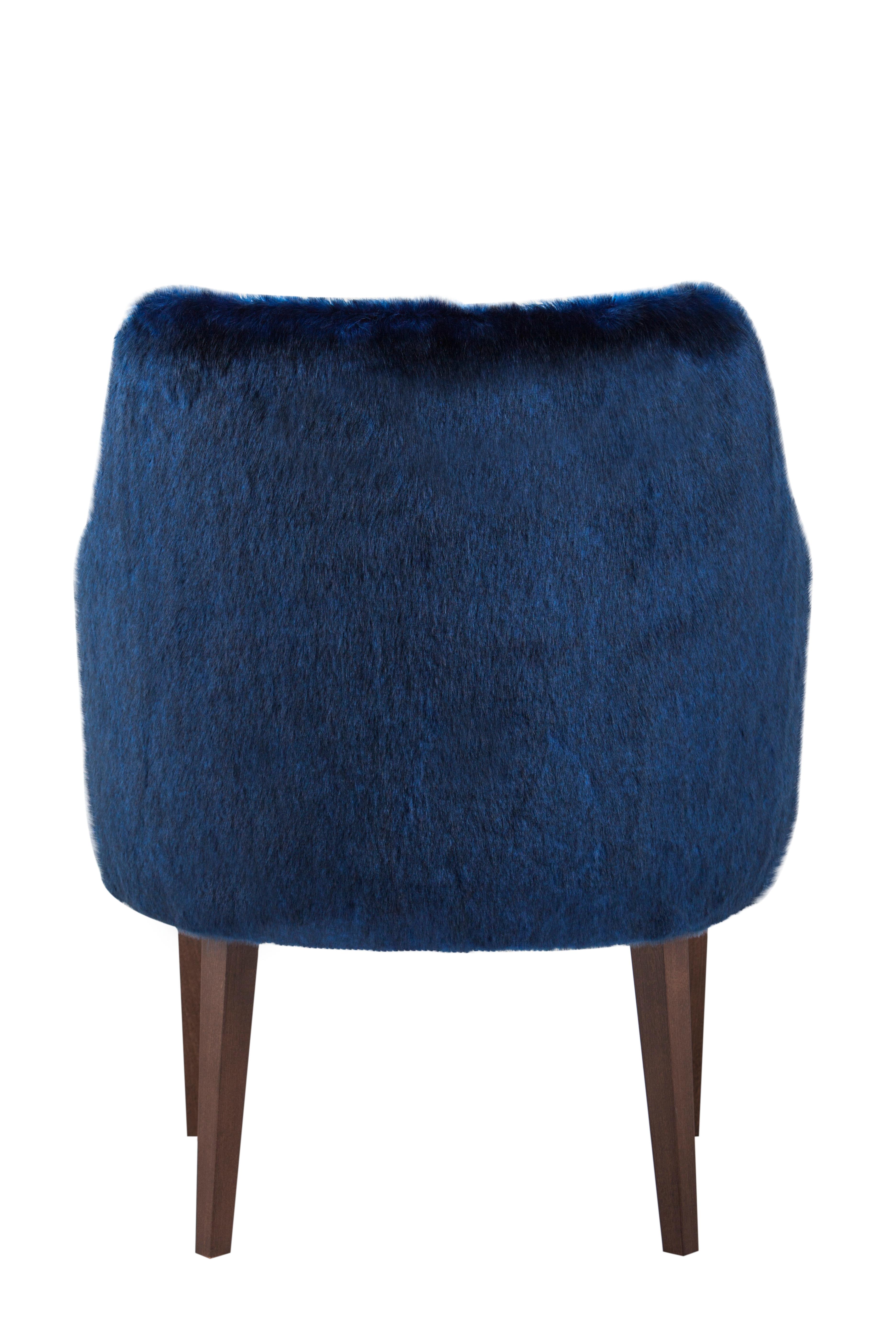 Portuguese Art Deco Margot Dining Chairs, Faux Fur Velvet, Handmade Portugal by Greenapple For Sale