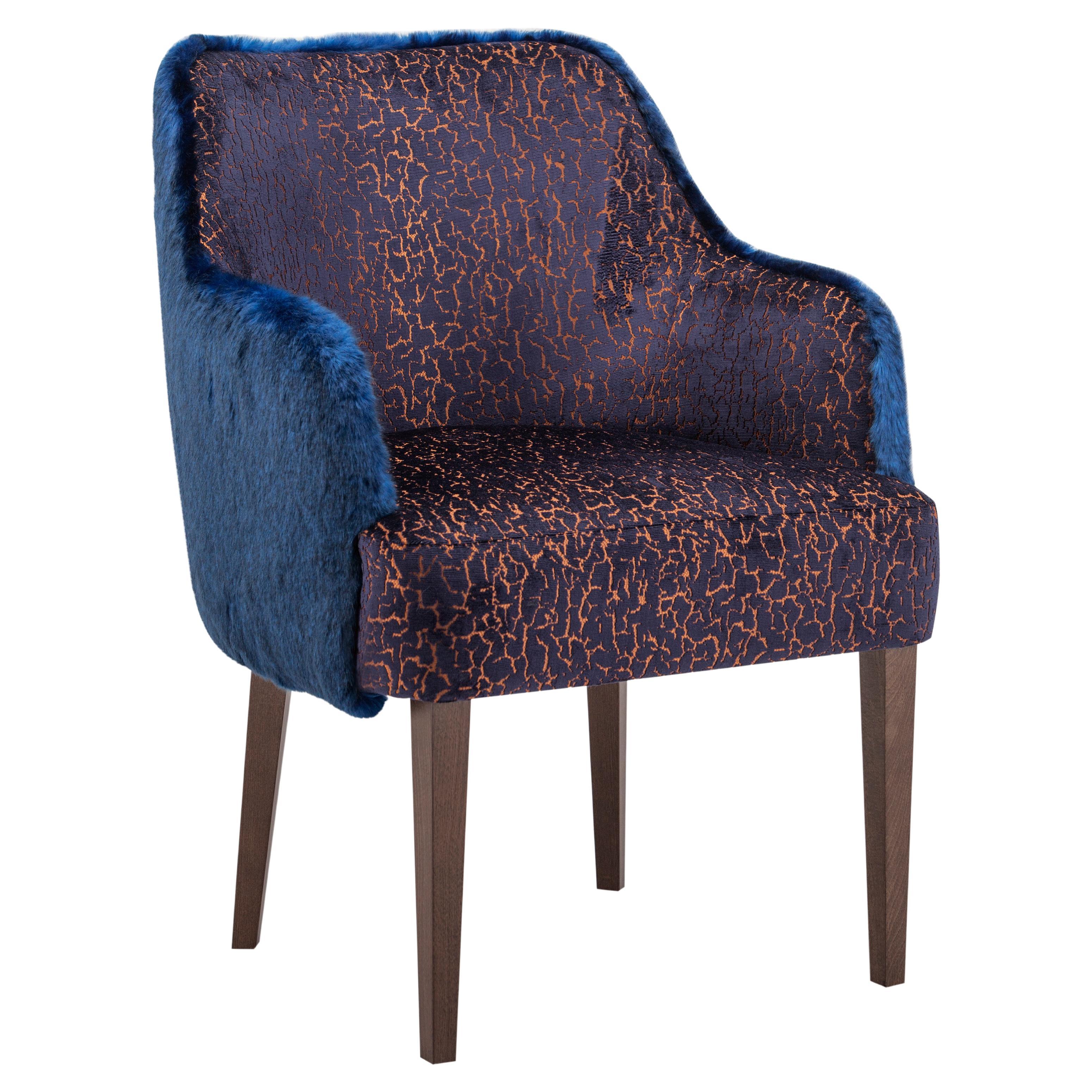 Art Deco Margot Dining Chairs, Faux Fur Velvet, Handmade Portugal by Greenapple For Sale