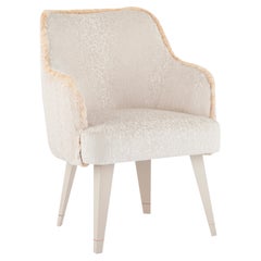 Art Deco Margot Chair, White Cotton Velvet, Handmade in Portugal by Greenapple