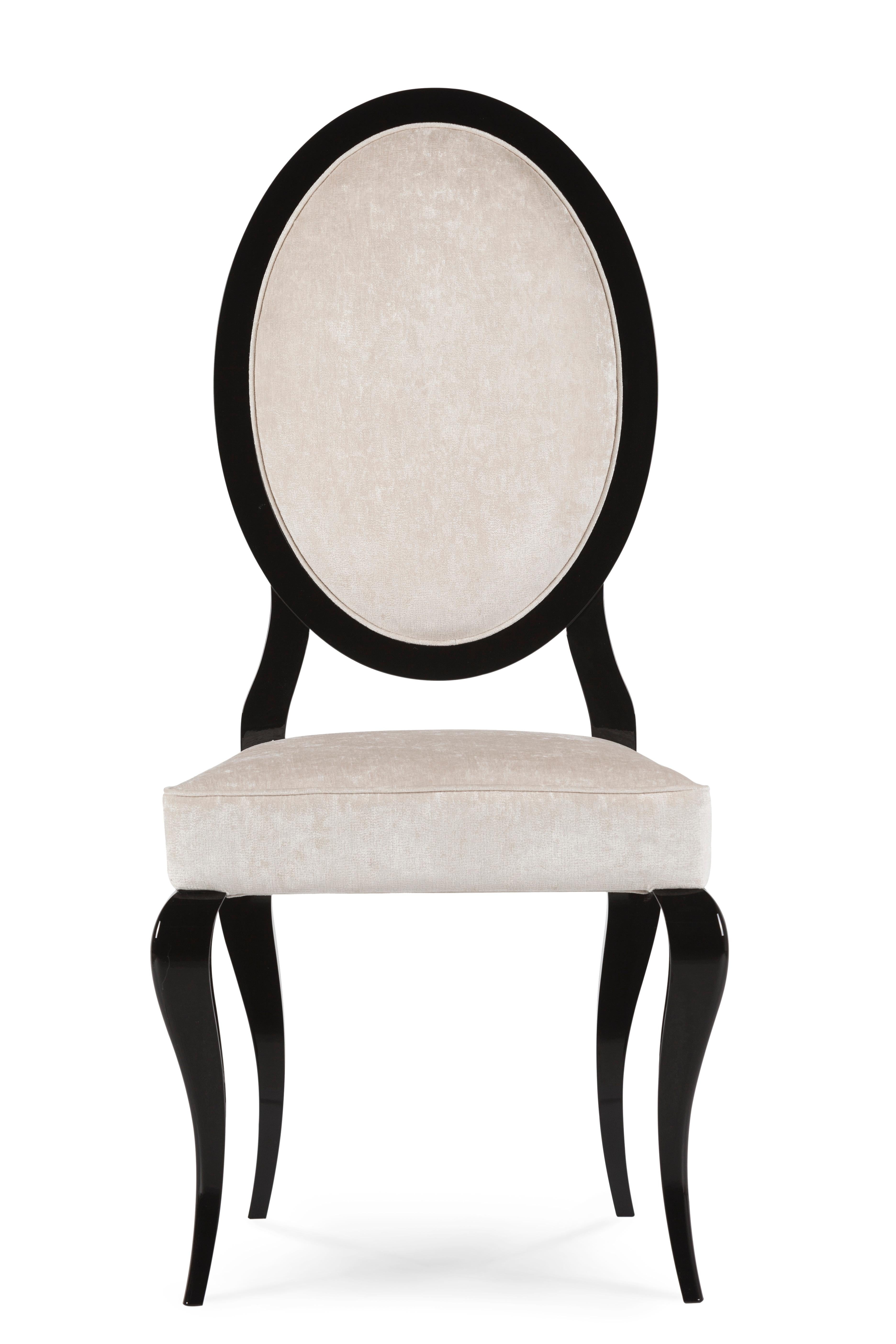 Contemporary Dining Chairs Nicole Upholstered Beige Velvet Handmade Portugal Greenapple For Sale