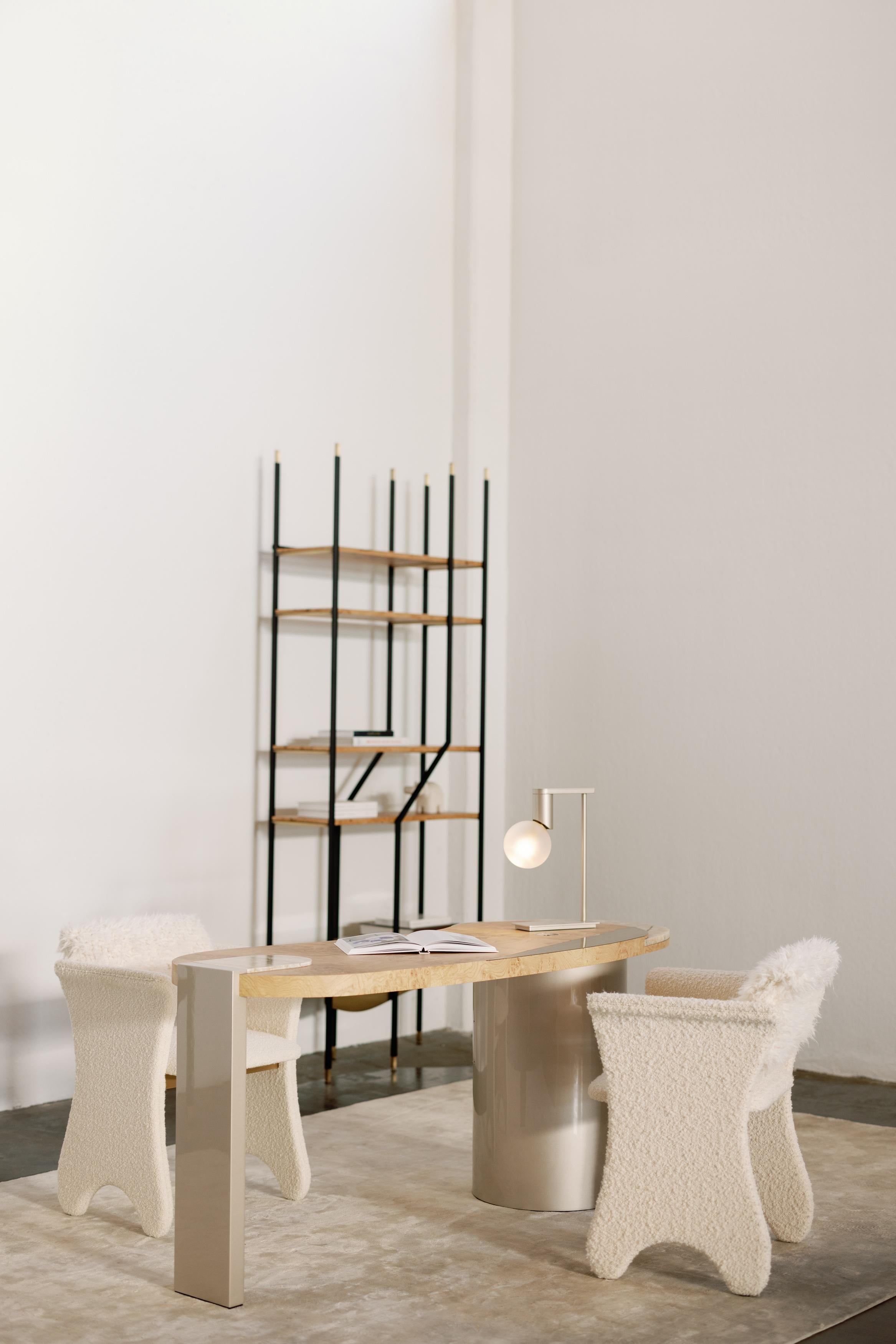 Moderne Timeless Bürostühle Set/2, Bouclé-Fell, Handgefertigt Portugal von Greenapple (21. Jahrhundert und zeitgenössisch) im Angebot