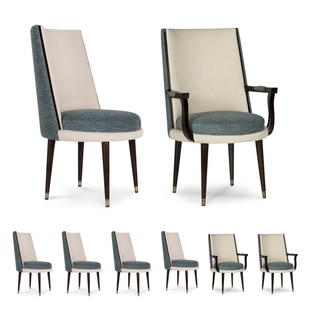 Modern De Castro Dining Chairs Set/6, Woven, Handmade in Portugal by Greenapple For Sale