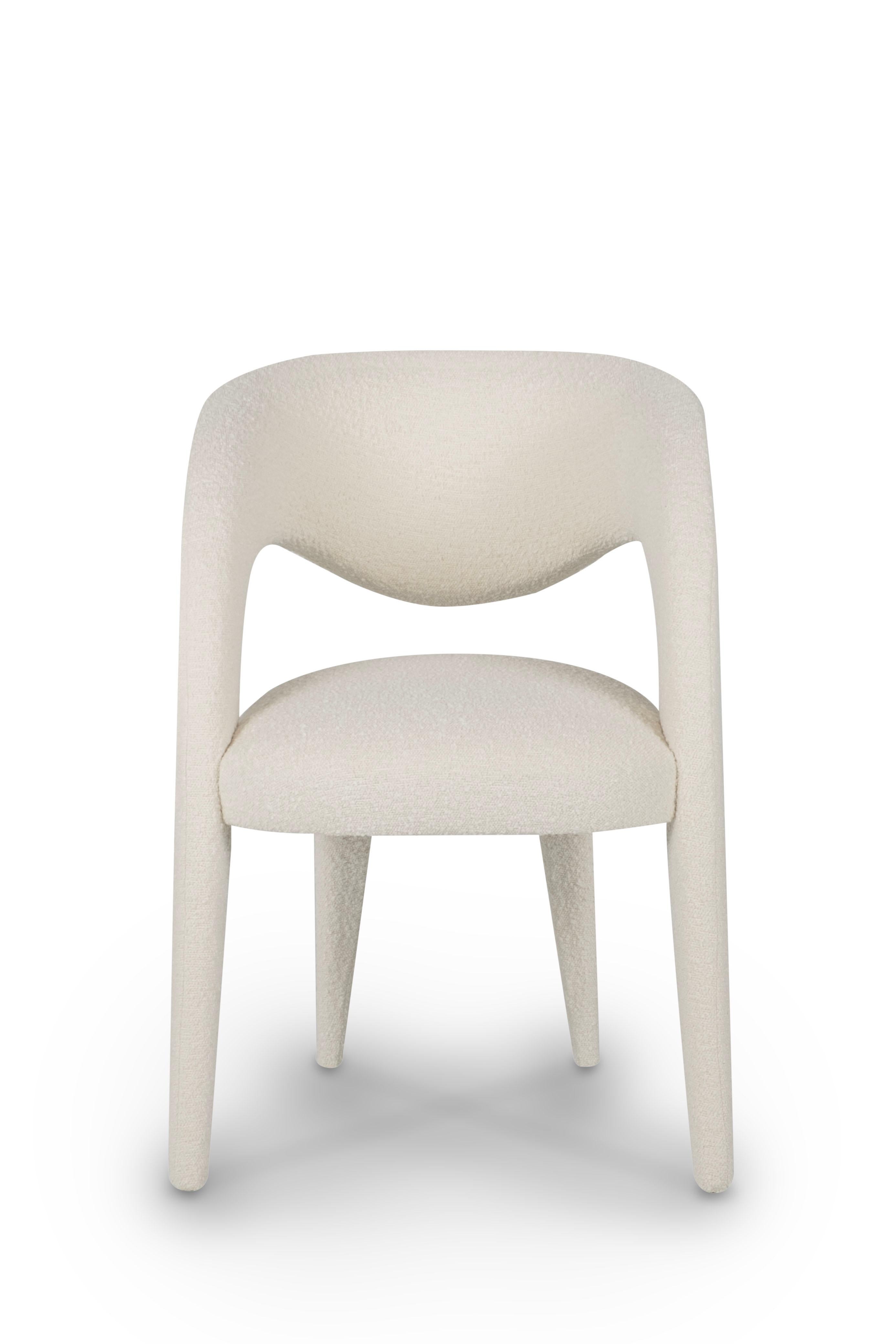 Modern Laurence Dining Chairs Set/6, Bouclé, Handmade in Portugal by Greenapple For Sale 3