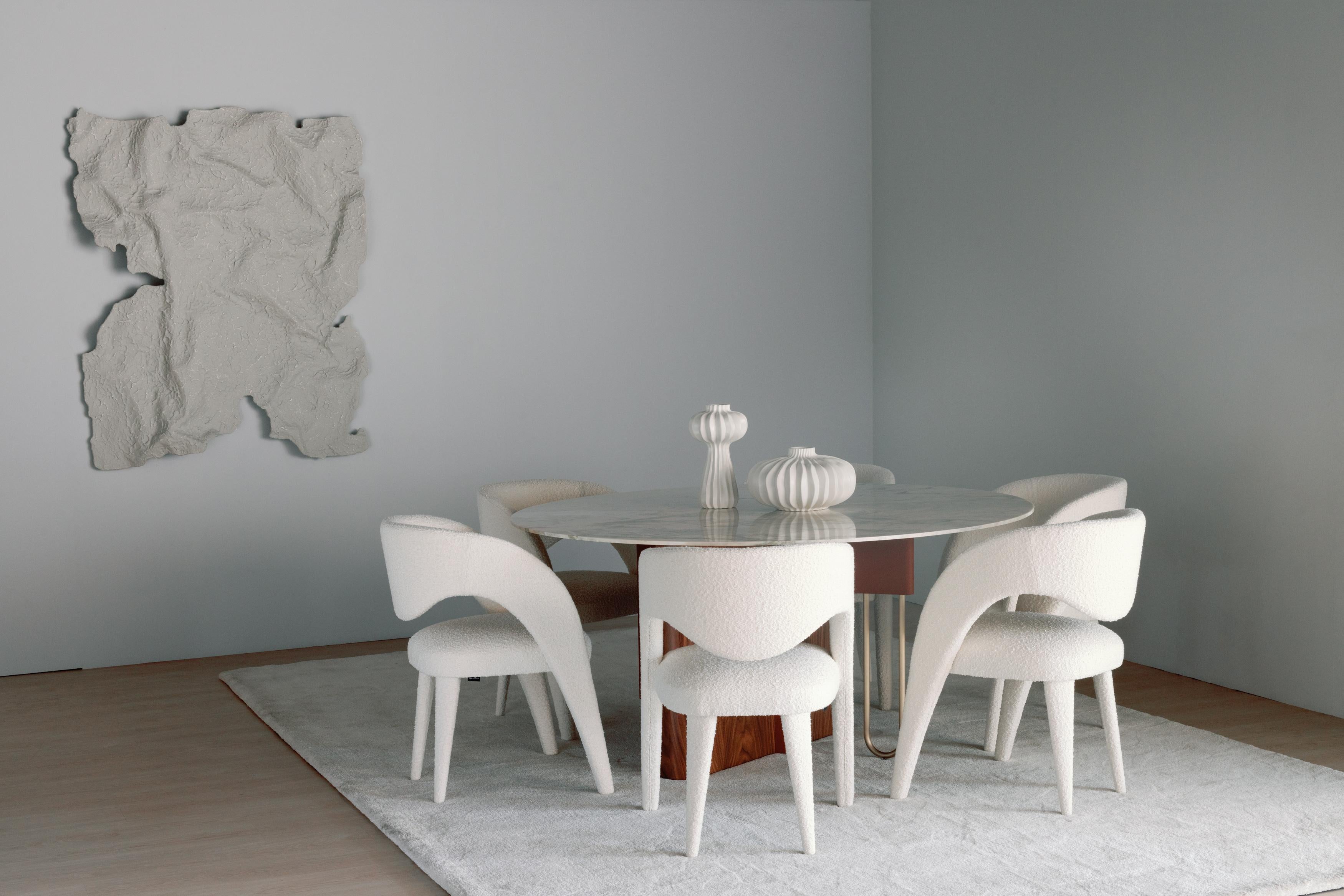 Modernes Laurence Esszimmerstühle Set/6, Bouclé, Handgefertigt in Portugal von Greenapple im Angebot 1