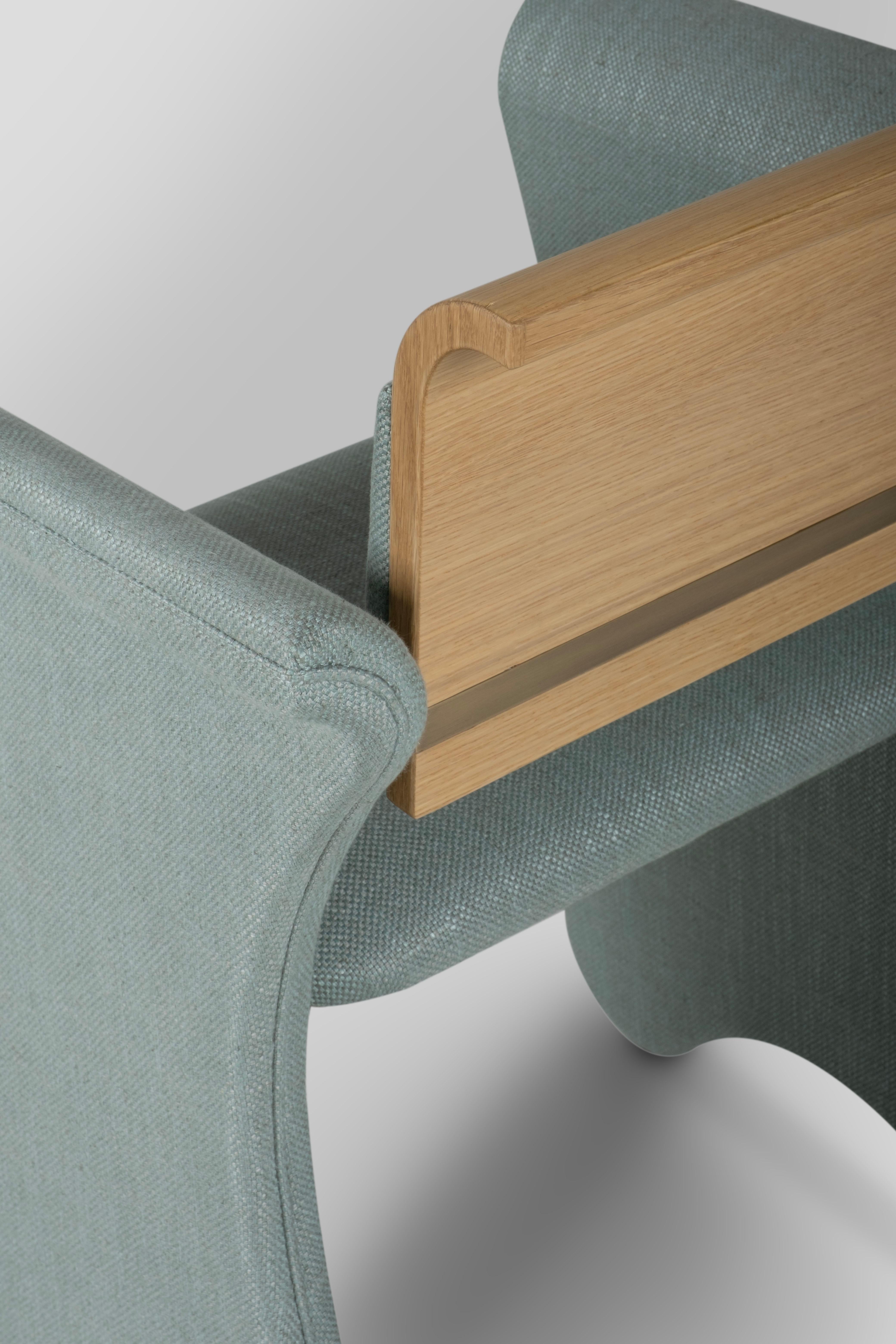Chaises de bureau intemporelles modernes du milieu du siècle, en coton et lin, faites à la main par Greenapple en vente 5