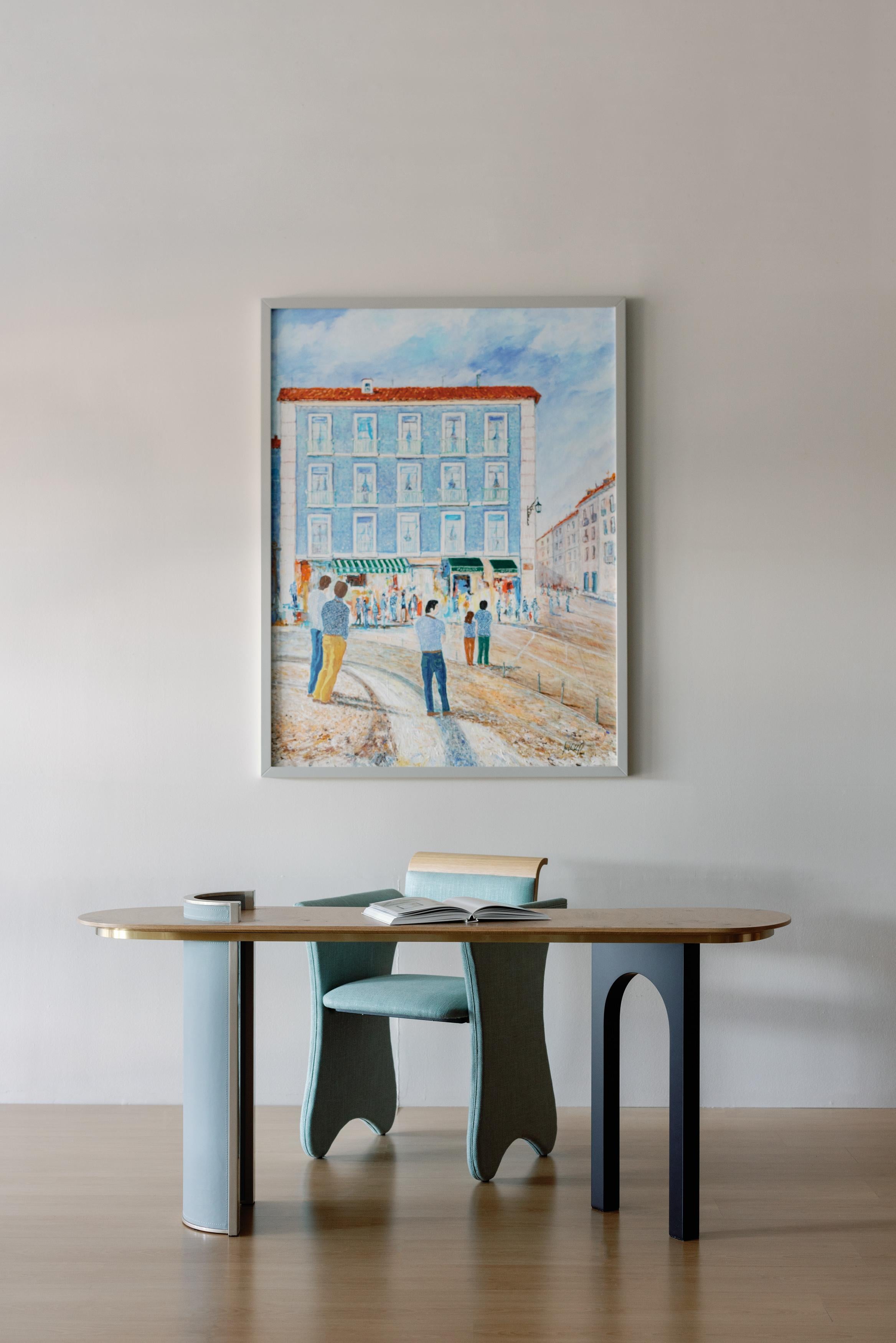 Fait main Chaises de bureau intemporelles modernes du milieu du siècle, en coton et lin, faites à la main par Greenapple en vente