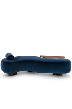 Mid-Century Modern Minho Daybed, DEDAR Velvet, Walnut, Handmade by Greenapple