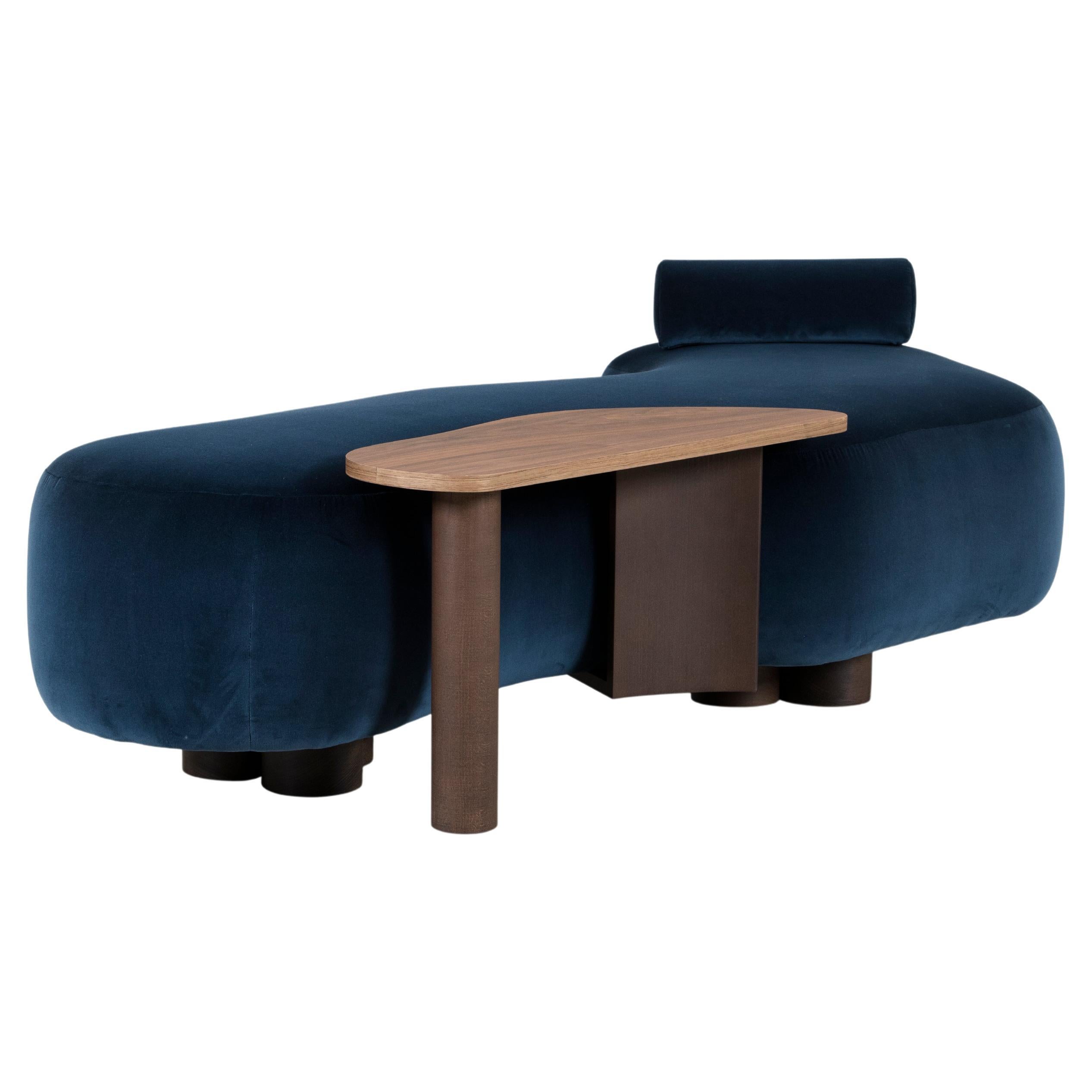 Mid-Century Modern Minho Day Bed, DEDAR Velvet, Walnut, Handmade by Greenapple