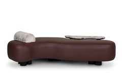Mid-Century Modern Minho Day Bed, Leder, Calacatta Viola, Handmade Greenapple