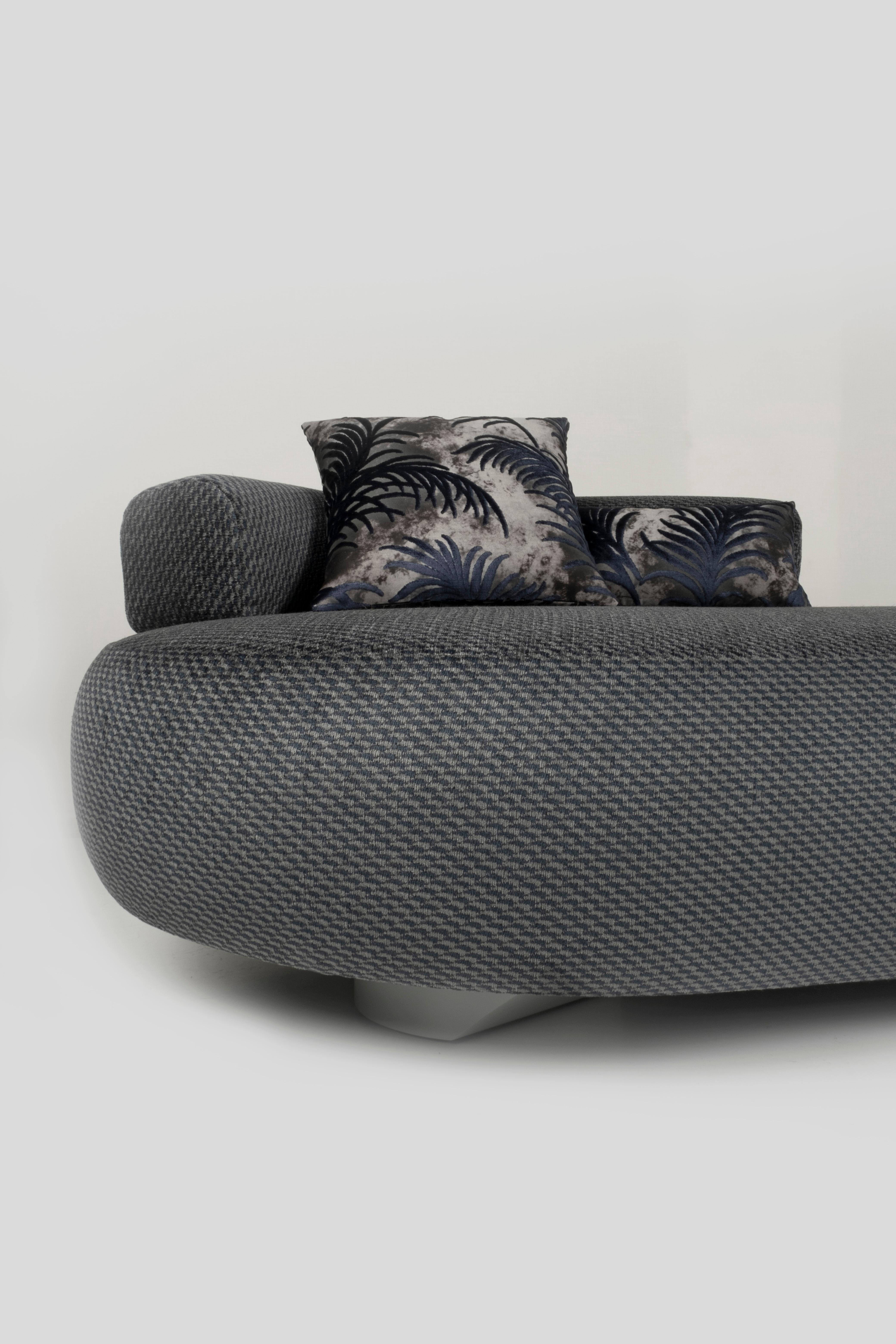 Moderne Twins Chaise Lounge, graues Leinen, handgefertigt in Portugal von Greenapple im Angebot 2