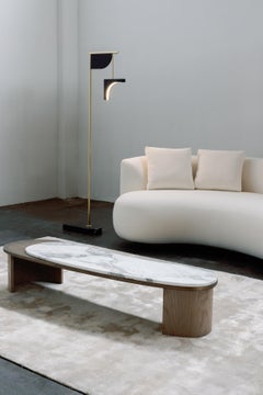 Table basse moderne Armona, laiton marbré Calacatta, faite à la main Portugal Greenapple