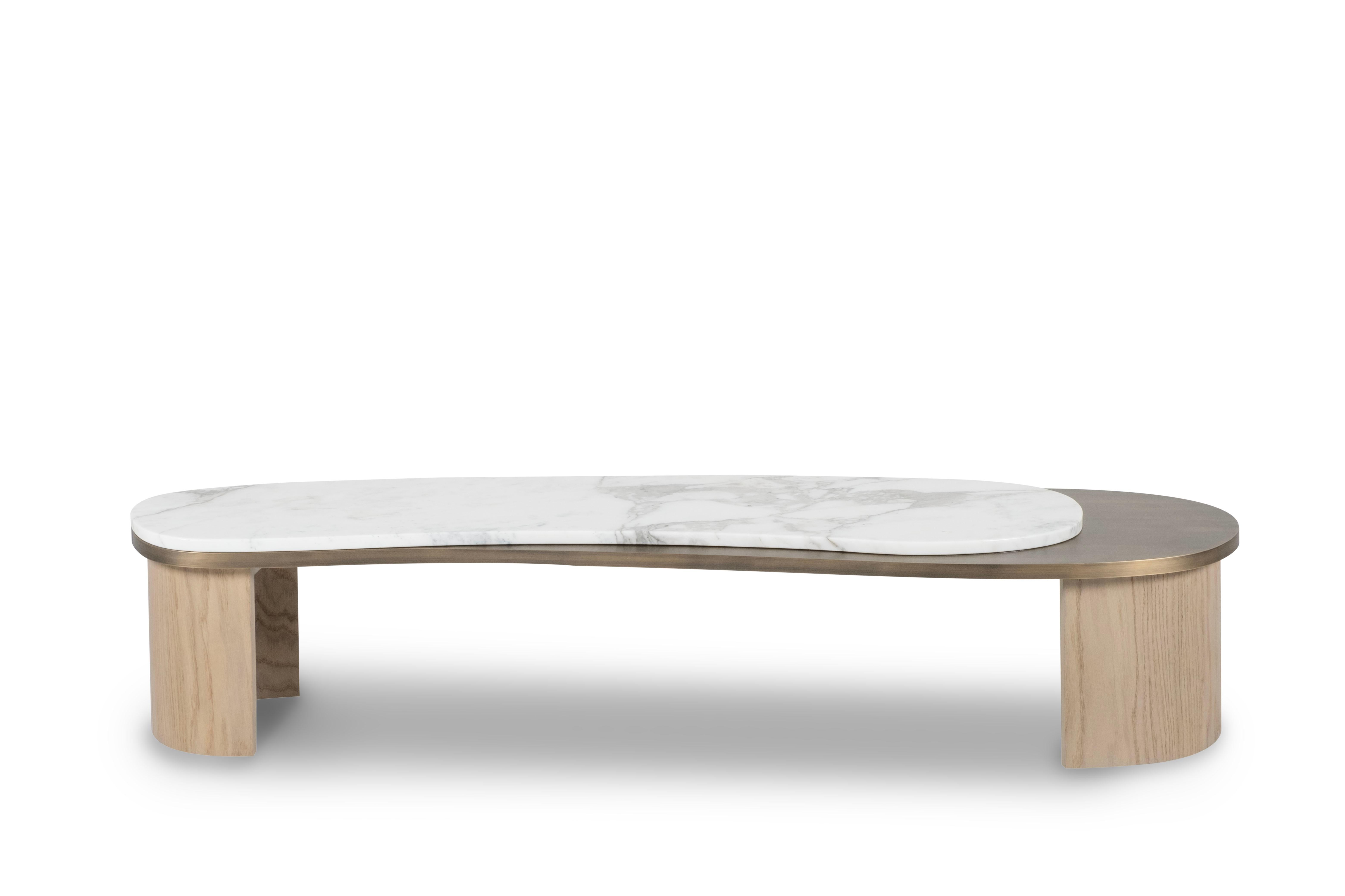 Stained Modern Armona Coffee Table, Calacatta Marble, Handmade in Portugal by Greenapple For Sale