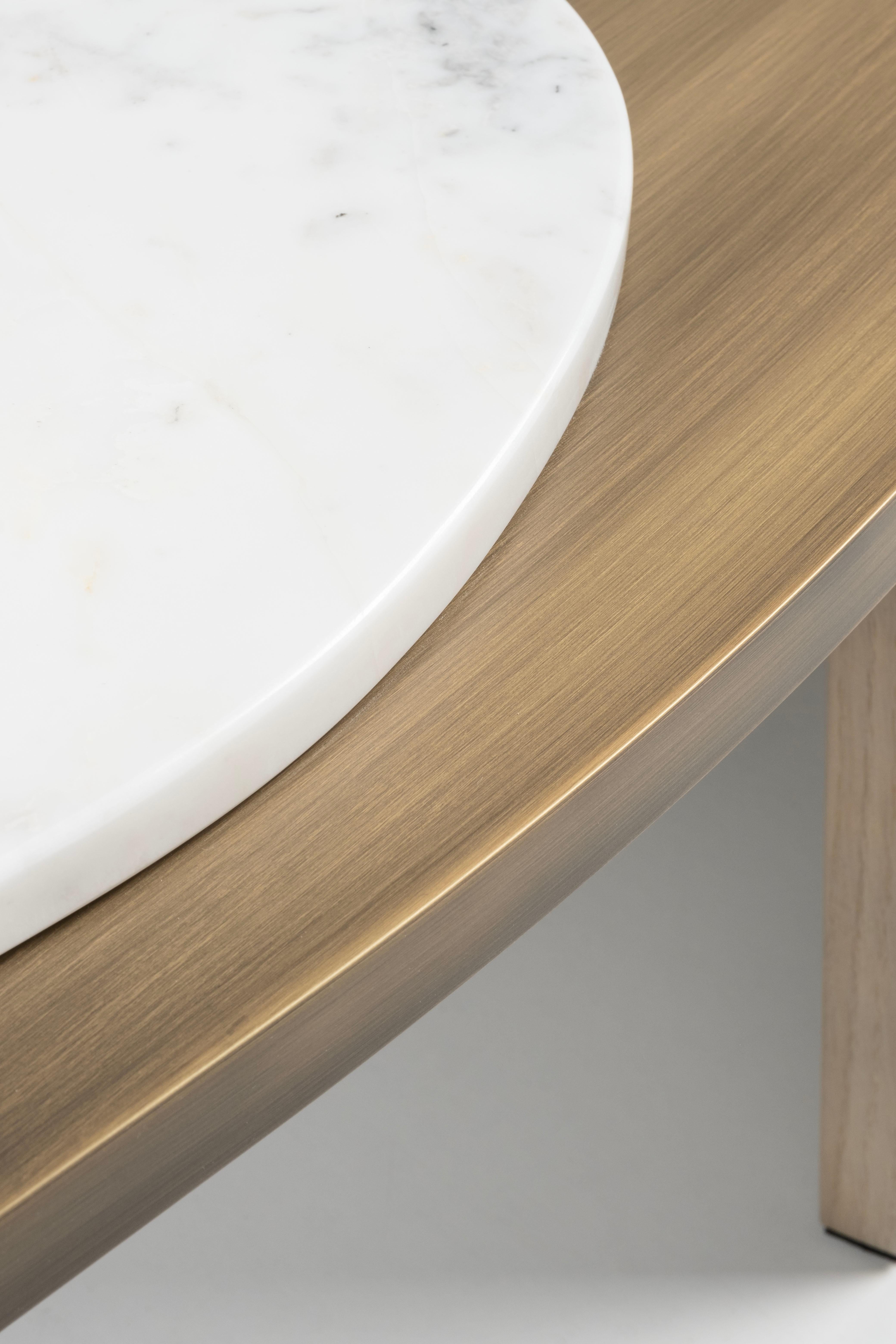 Table basse moderne Armona, laiton marbré Calacatta, faite à la main Portugal Greenapple en vente 2