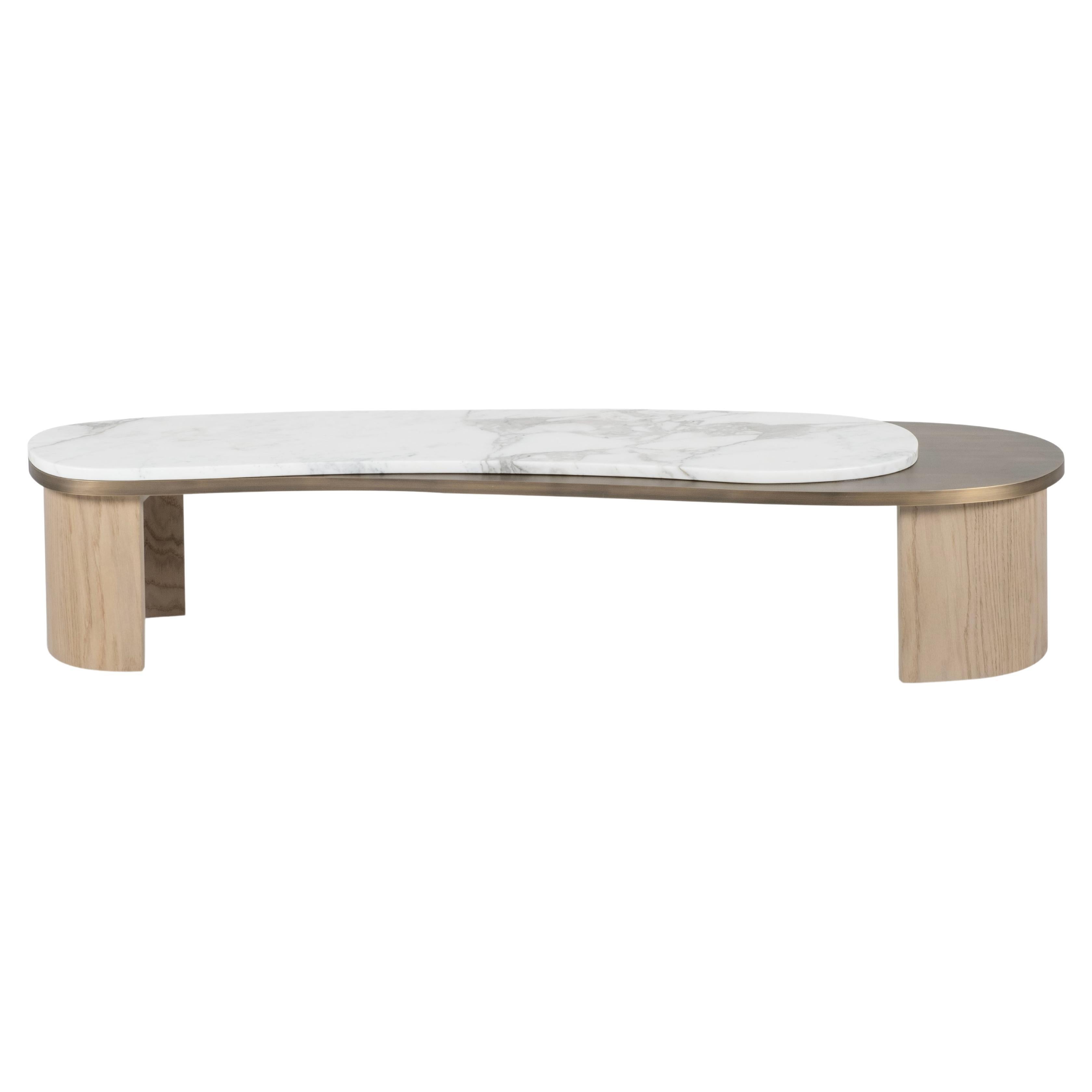 Modern Armona Coffee Table, Calacatta Marble, Handmade in Portugal by Greenapple For Sale