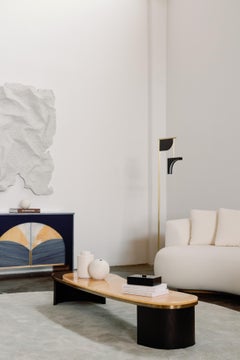 Modern Armona Marble Coffee Table, Sahara Noir, Brass, Handmade by Greenapple
