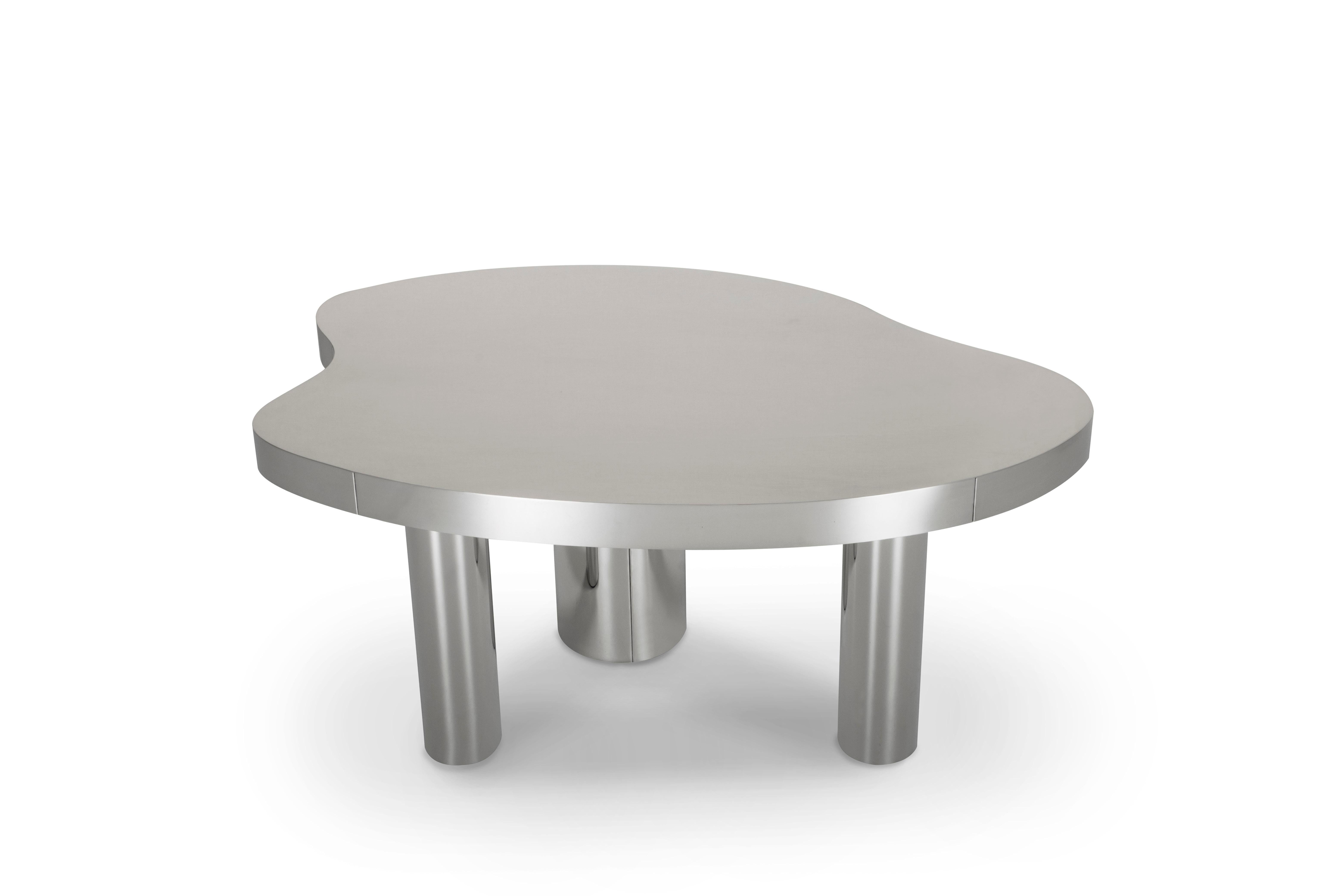 Portuguese Modern Bordeira Coffee Table, Stainless Steel, Handmade Portugal by Greenapple For Sale