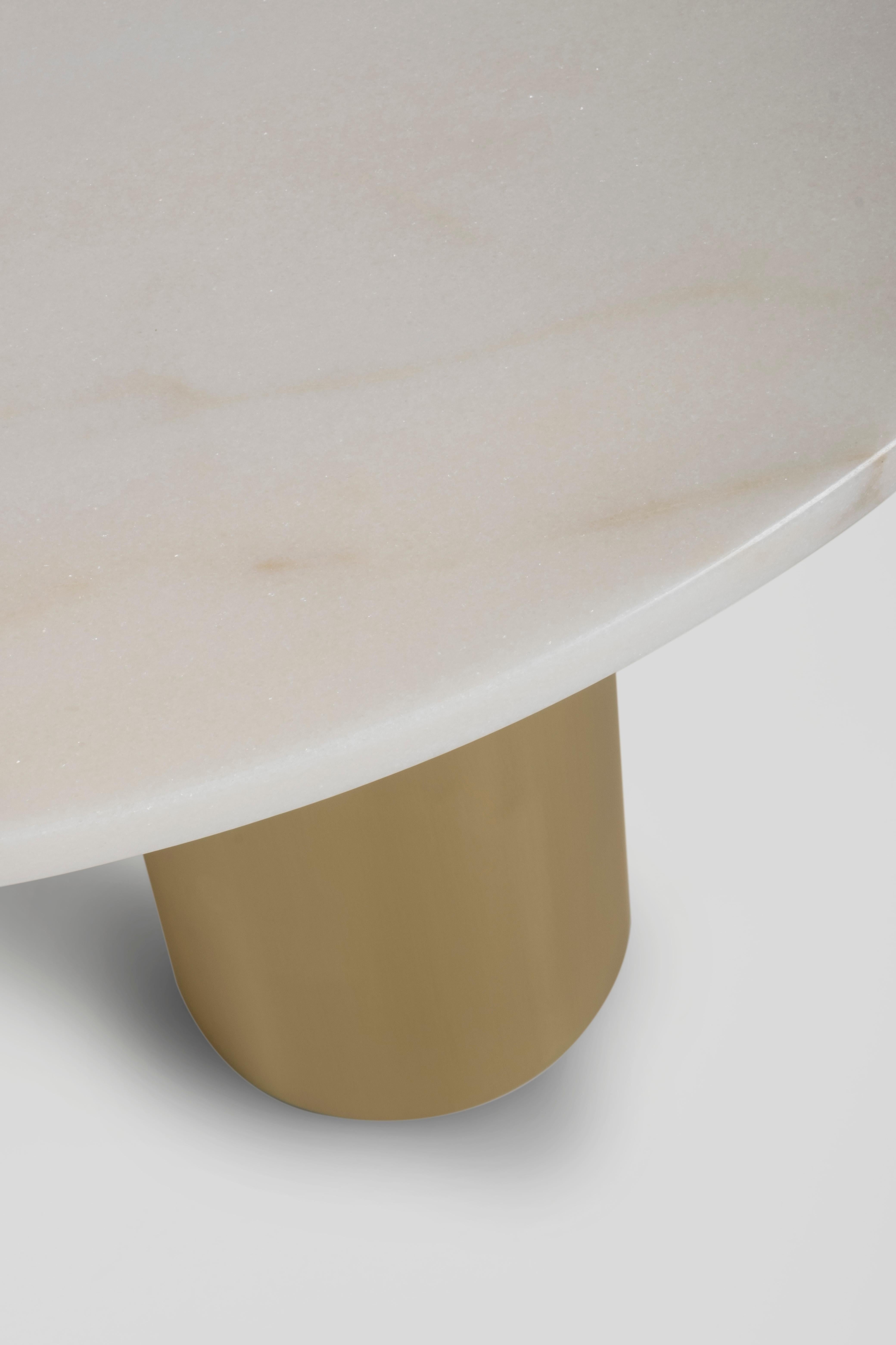 Modern Curve Coffee Table Calacatta Marble Brass Handmade Portugal Greenapple For Sale 5