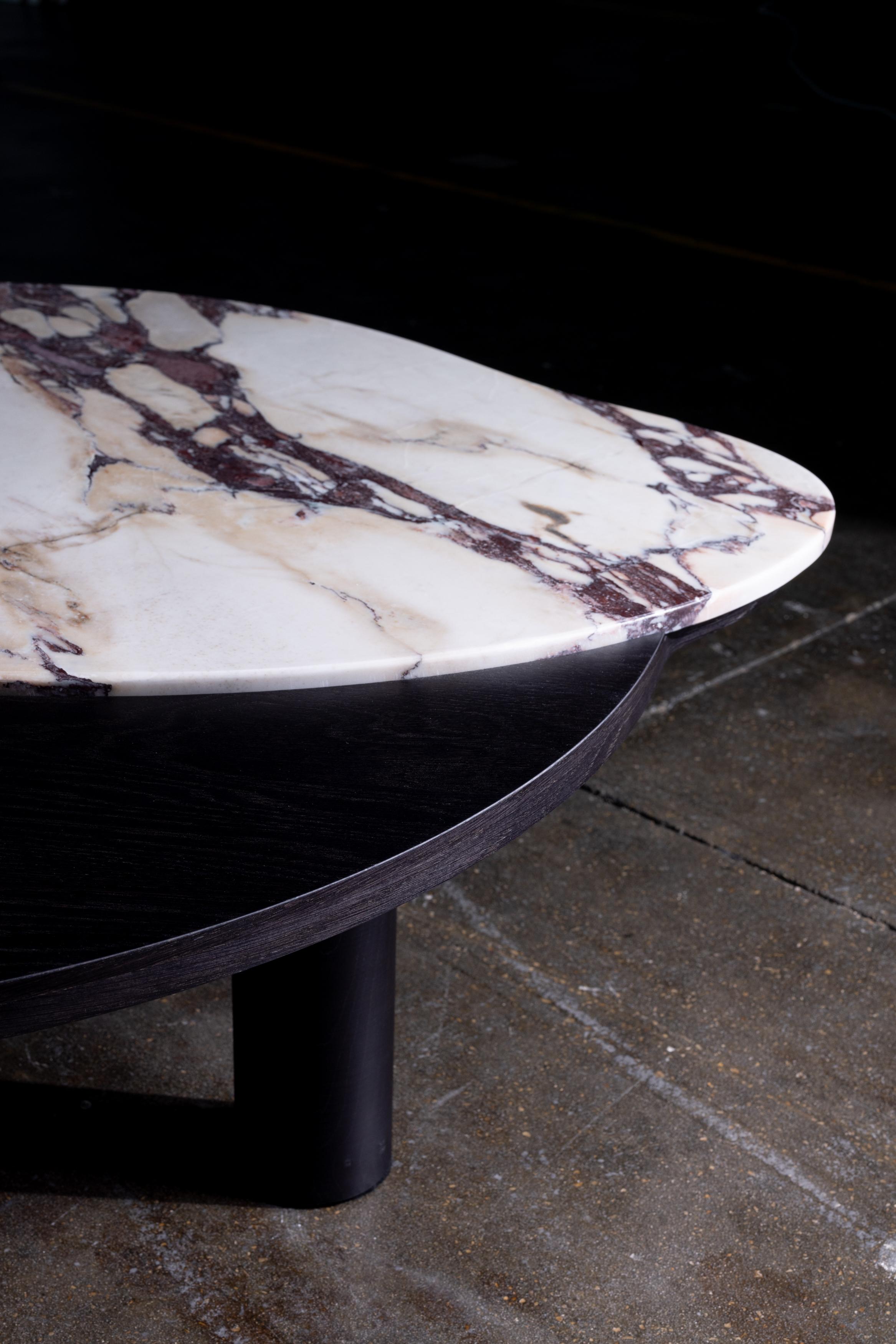 Stained Organic Modern Bordeira Coffee Table, Viola Marble, Handmade Portugal Greenapple For Sale