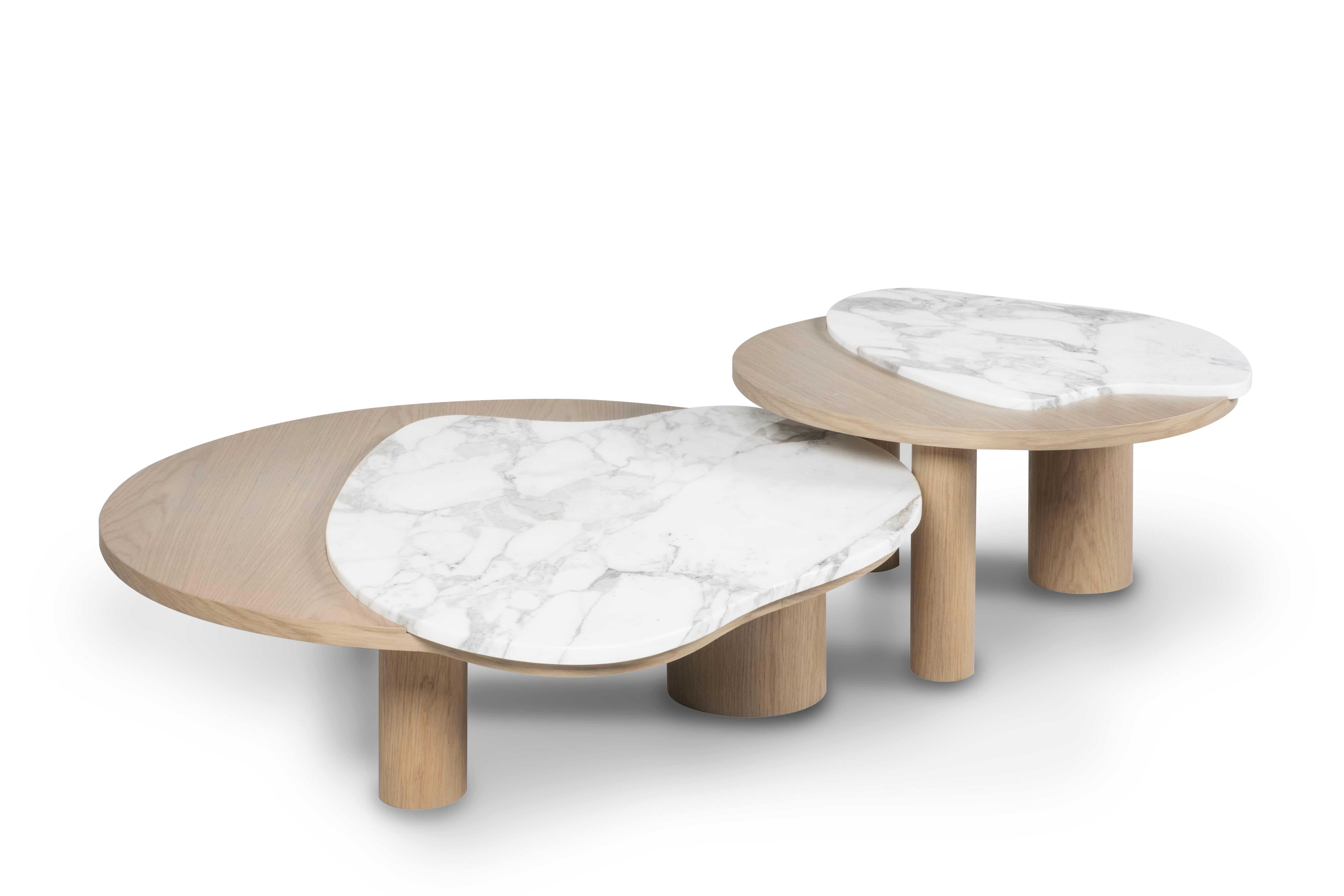 Modern Bordeira Nesting Coffee Tables, Marble, Handmade Portugal by Greenapple For Sale 5