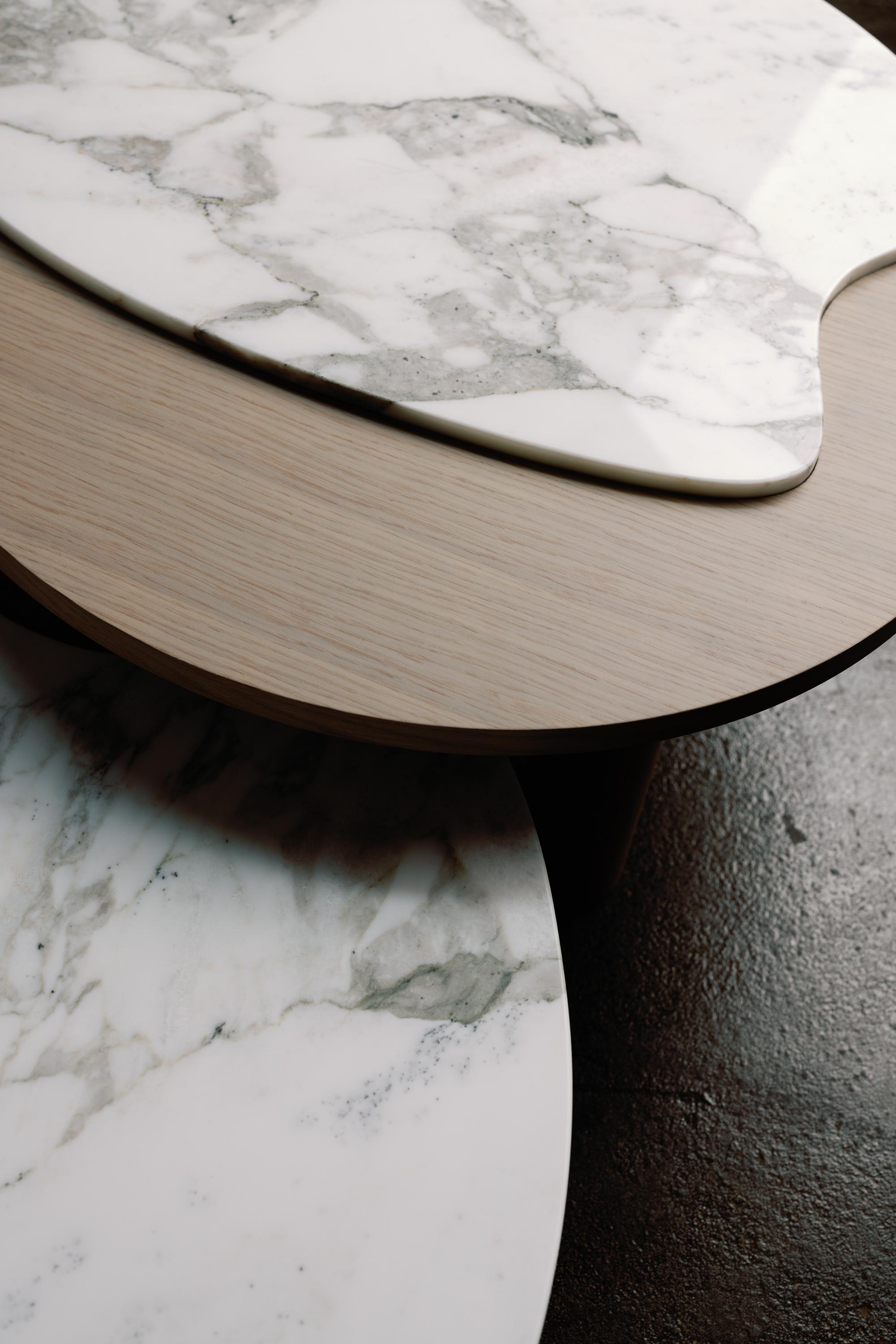 Modern Bordeira Nesting Set of 2 Coffee Tables, Marble, Handmade by Greenapple In New Condition For Sale In Lisboa, PT