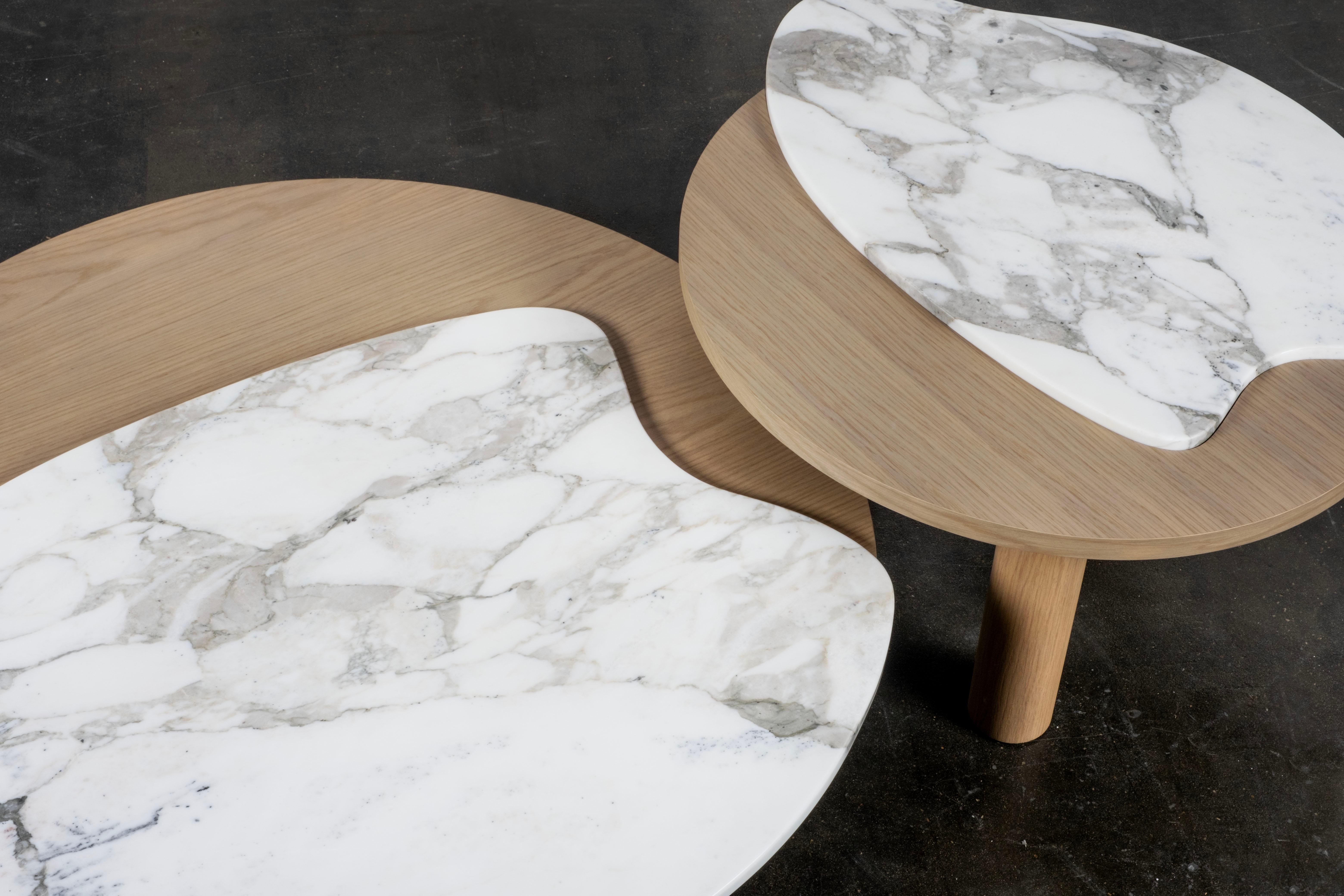 Contemporary Modern Bordeira Nesting Coffee Tables, Marble, Handmade Portugal by Greenapple For Sale
