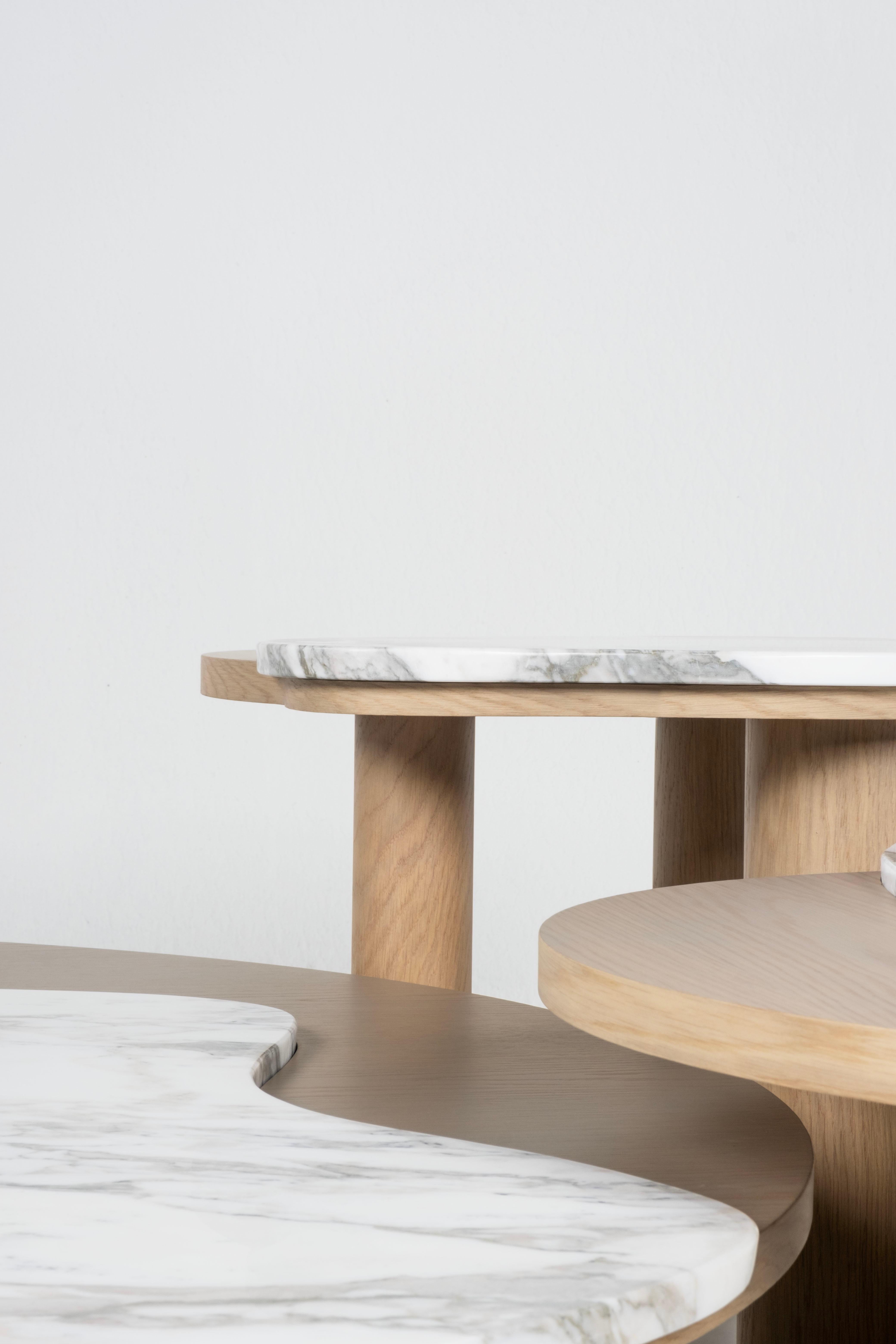 Hammered Modern Bordeira Nesting Coffee Tables Marble Handmade in Portugal by Greenapple For Sale