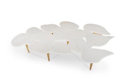 Table basse Infinity mi-siècle moderne en marbre Calacatta fabriquée à la main par Greenapple