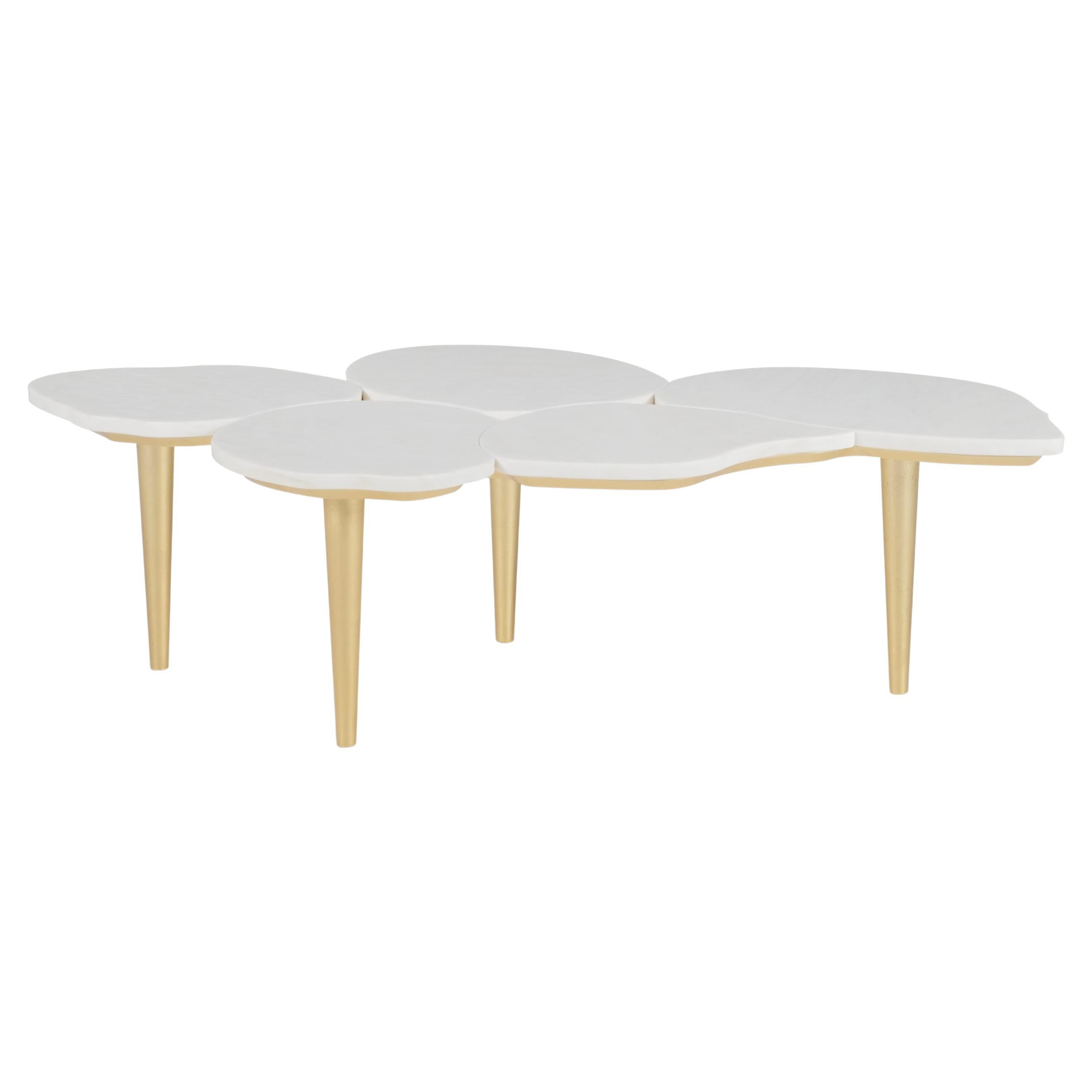 Modern Infinity Coffee Table Marble Gold Leaf Handmade in Portugal by Greenapple For Sale