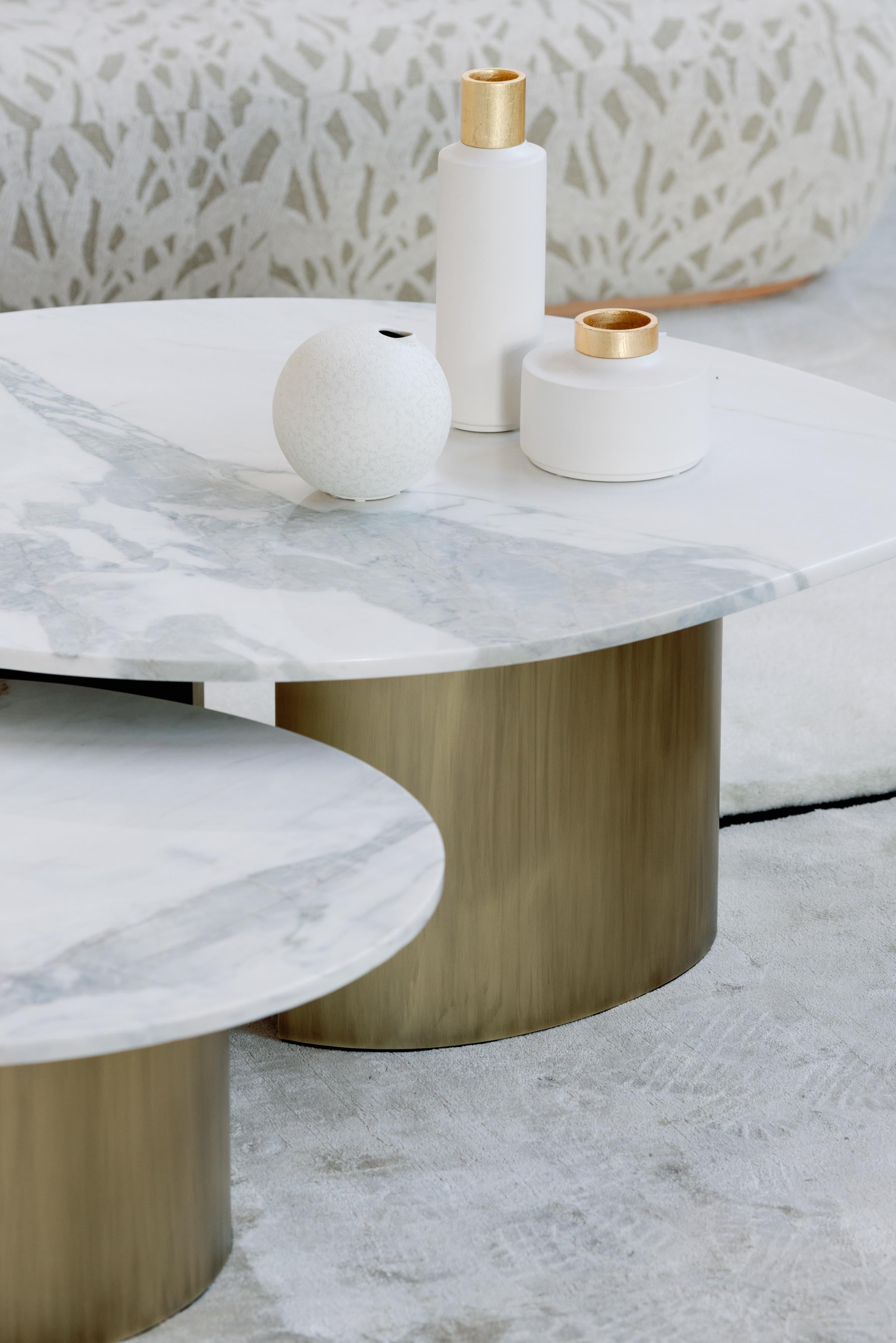 Contemporary Modern Landscape Nesting Coffee Tables Oro Marble Handmade Portugal Greenapple For Sale