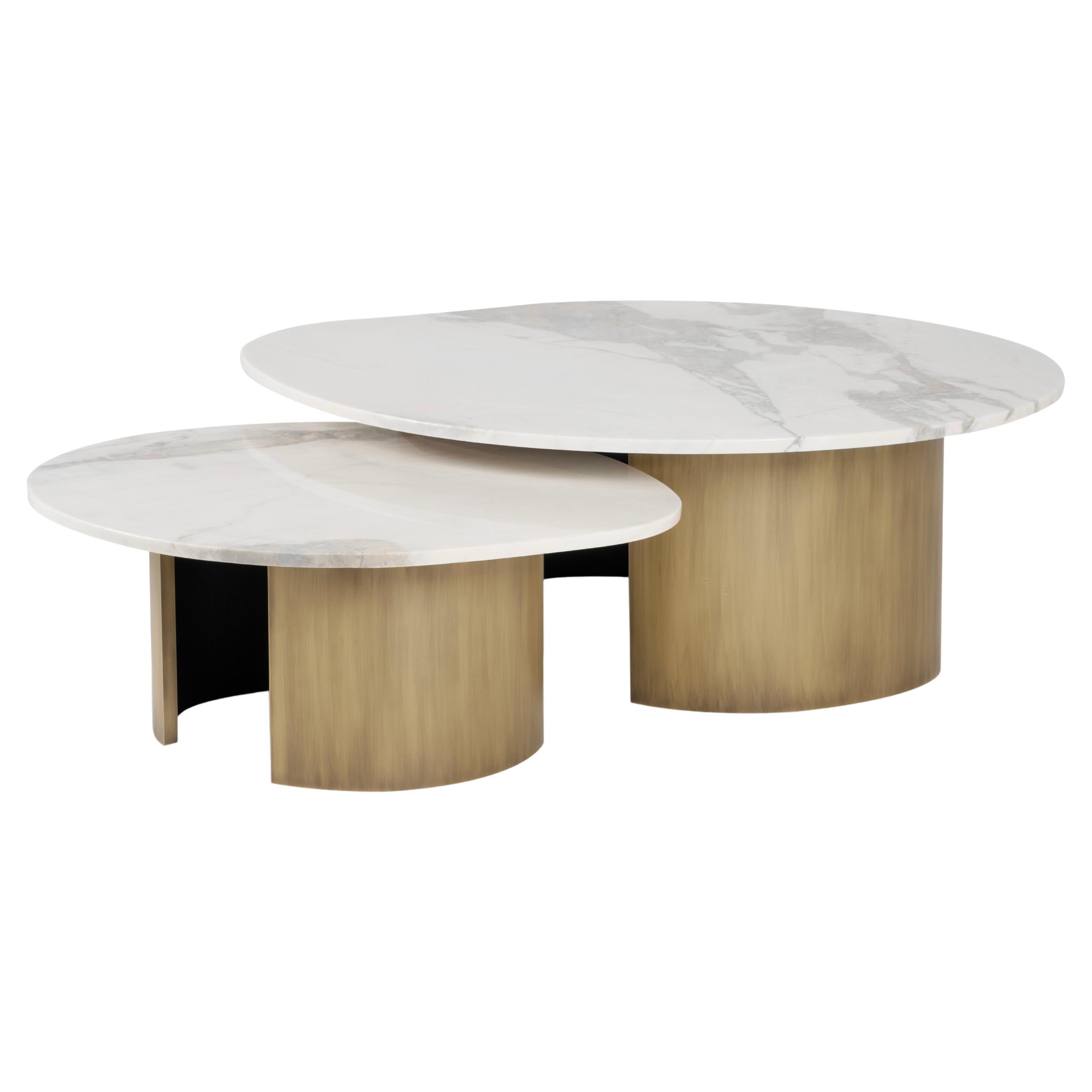 Modern Set/2 Landscape Coffee Table, Marble, Handmade in Portugal by Greenapple
