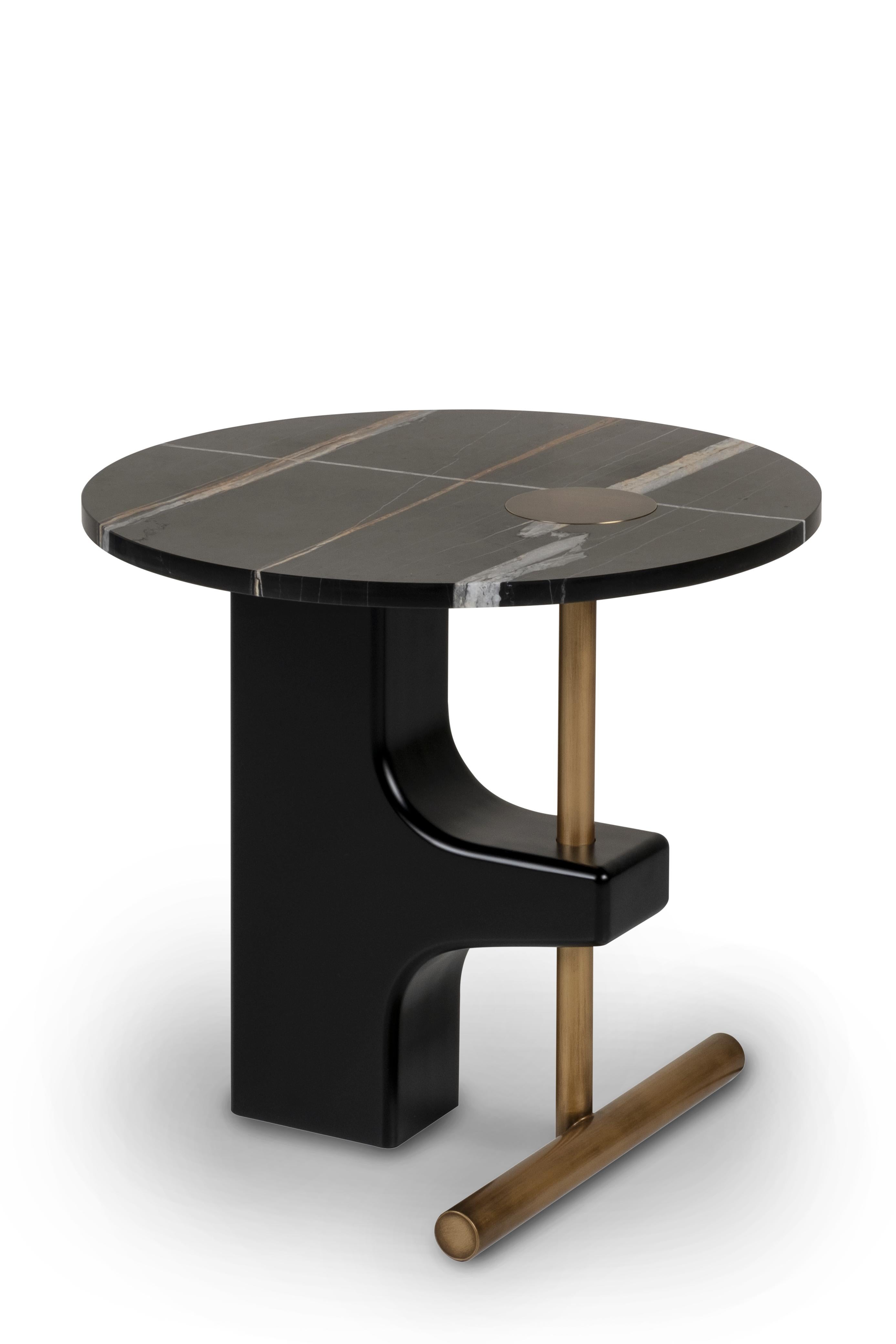 Contemporary Modern Mó Coffee Table, Sahara Noir Marble, Handmade in Portugal by Greenapple For Sale