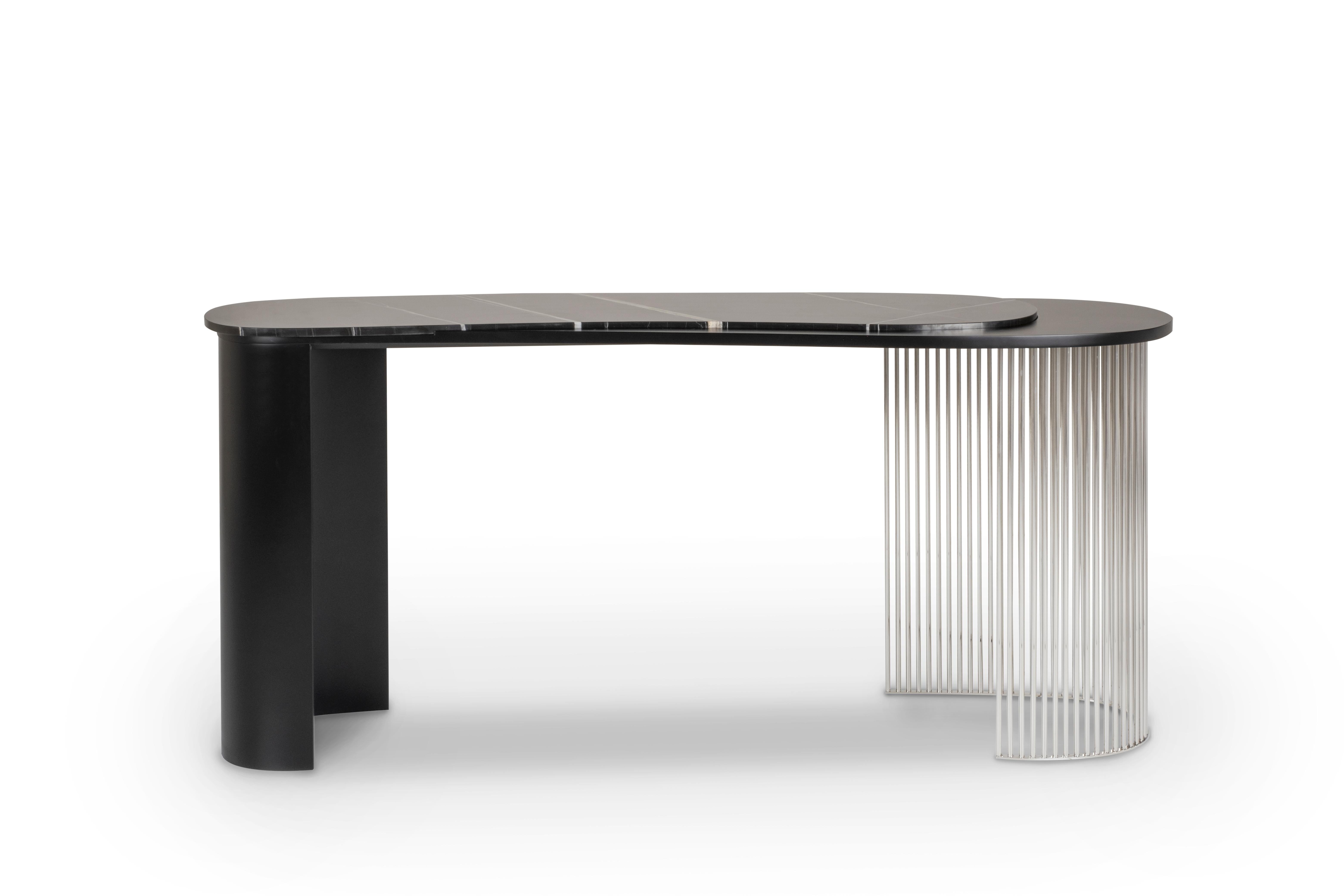 Polished Modern Castelo Console Table, Sahara Marble, Handmade in Portugal by Greenapple For Sale