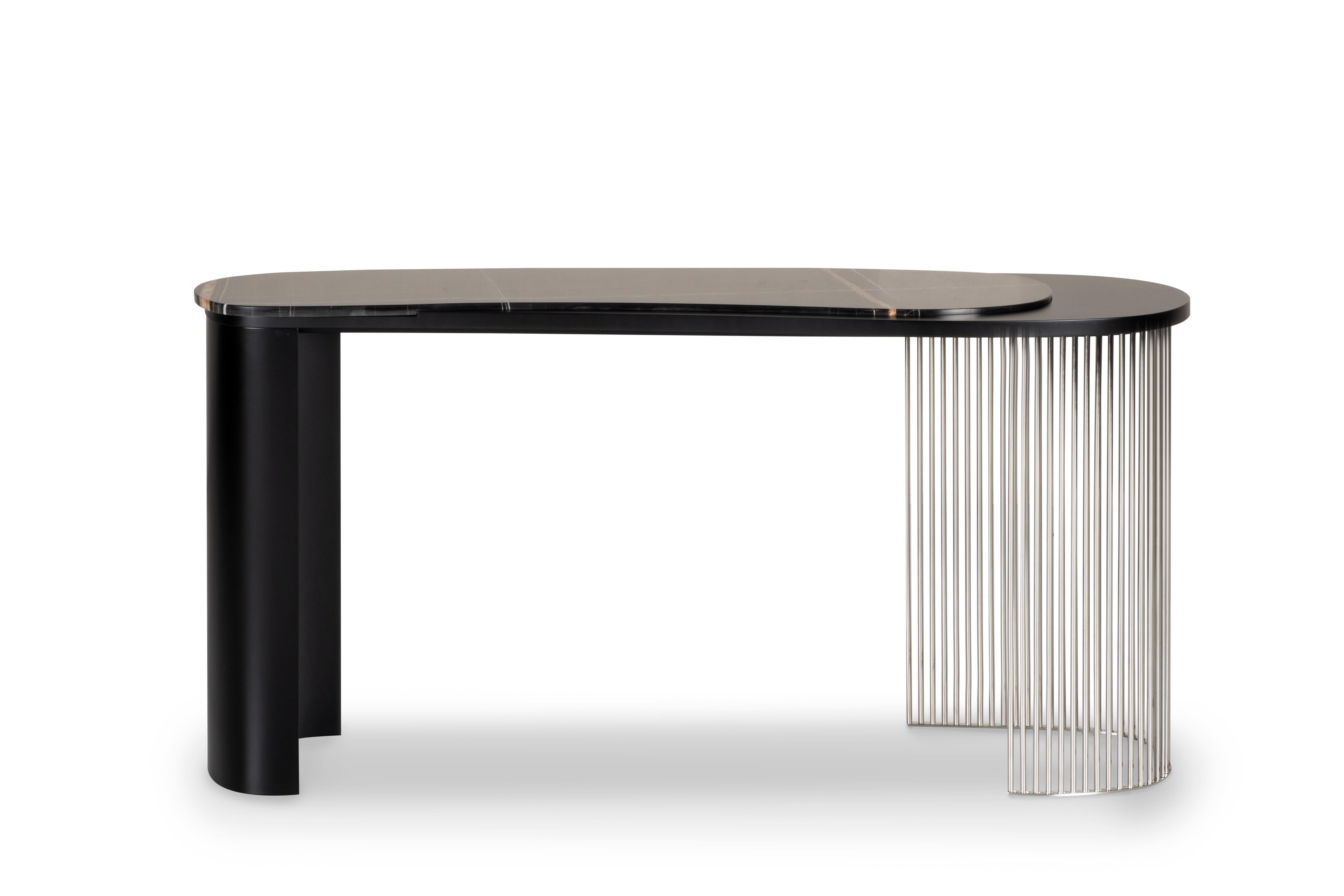 Modern Castelo Console Table, Sahara Marble, Handmade in Portugal by Greenapple For Sale 4