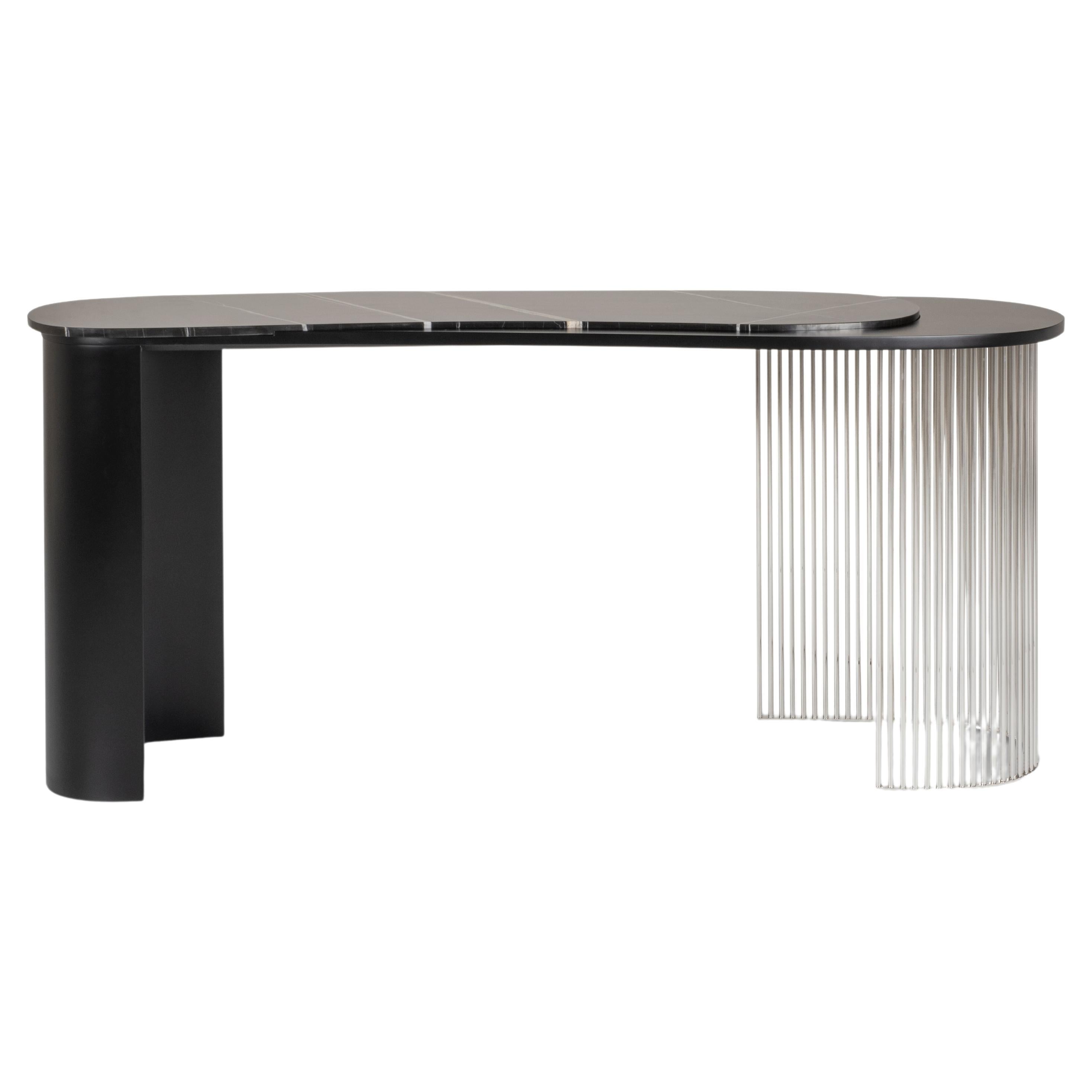 Modern Castelo Console Table, Sahara Marble, Handmade in Portugal by Greenapple For Sale
